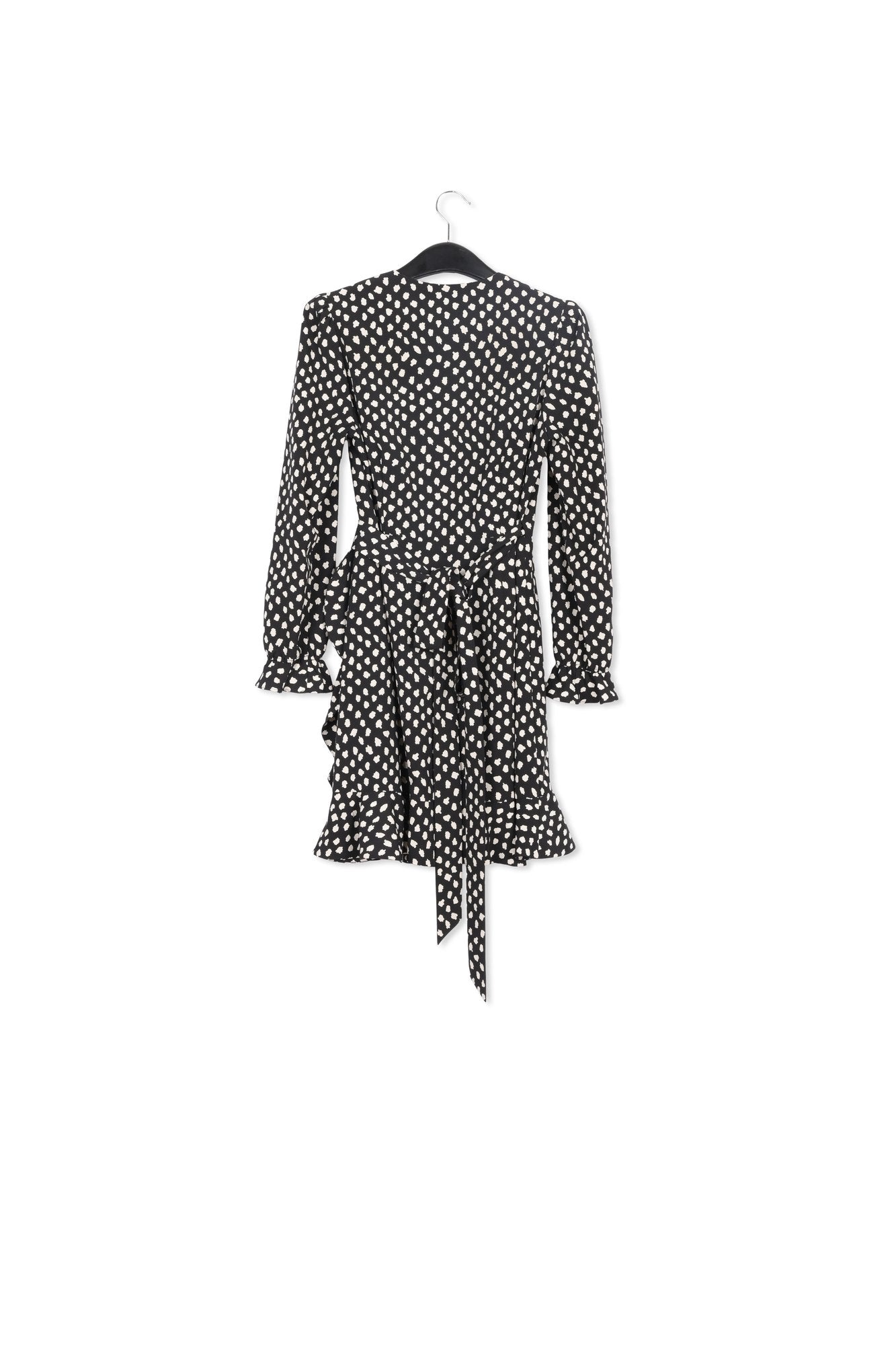 Mini robe cache-cœur noire à pois RE—SSENTIEL | Essentiel second hand