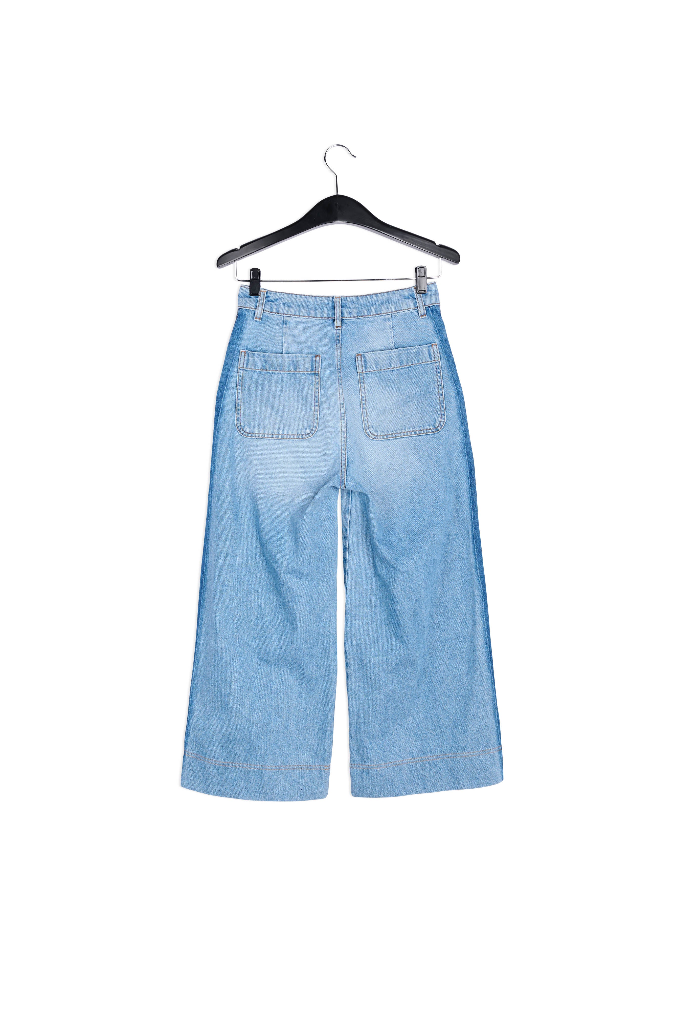 Stone washed blue wide jeans with side stripe RE—SSENTIEL | Essentiel second hand
