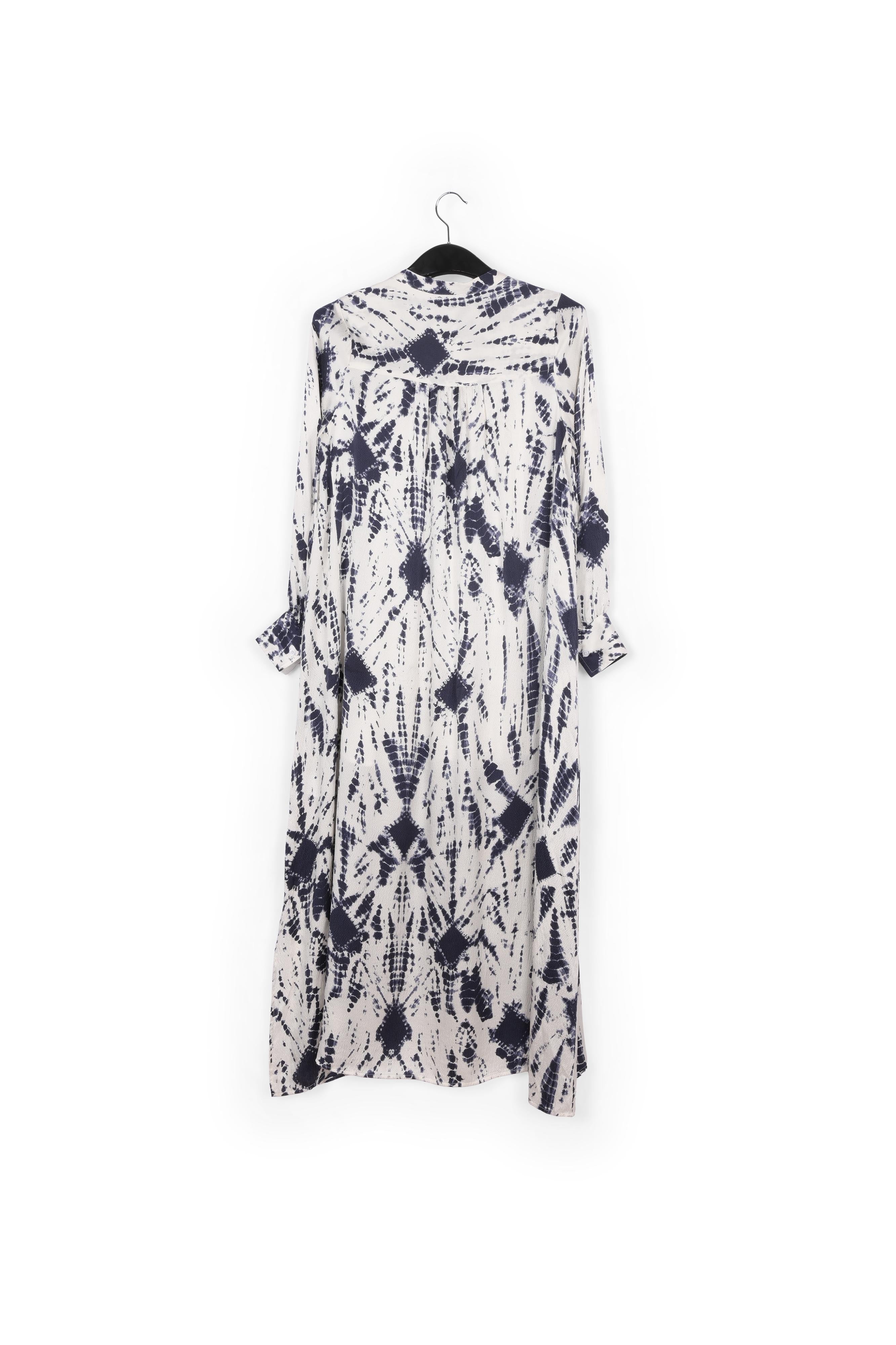 Off-white and red tie-dyed silk shirt dress RE—SSENTIEL | Essentiel second hand