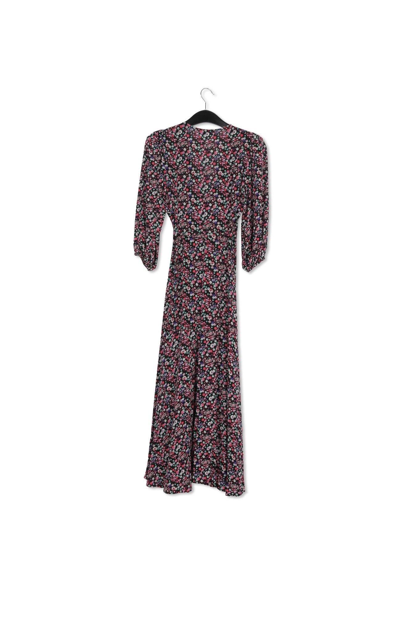 Black floral-print wrap maxi dress RE—SSENTIEL | Essentiel second hand