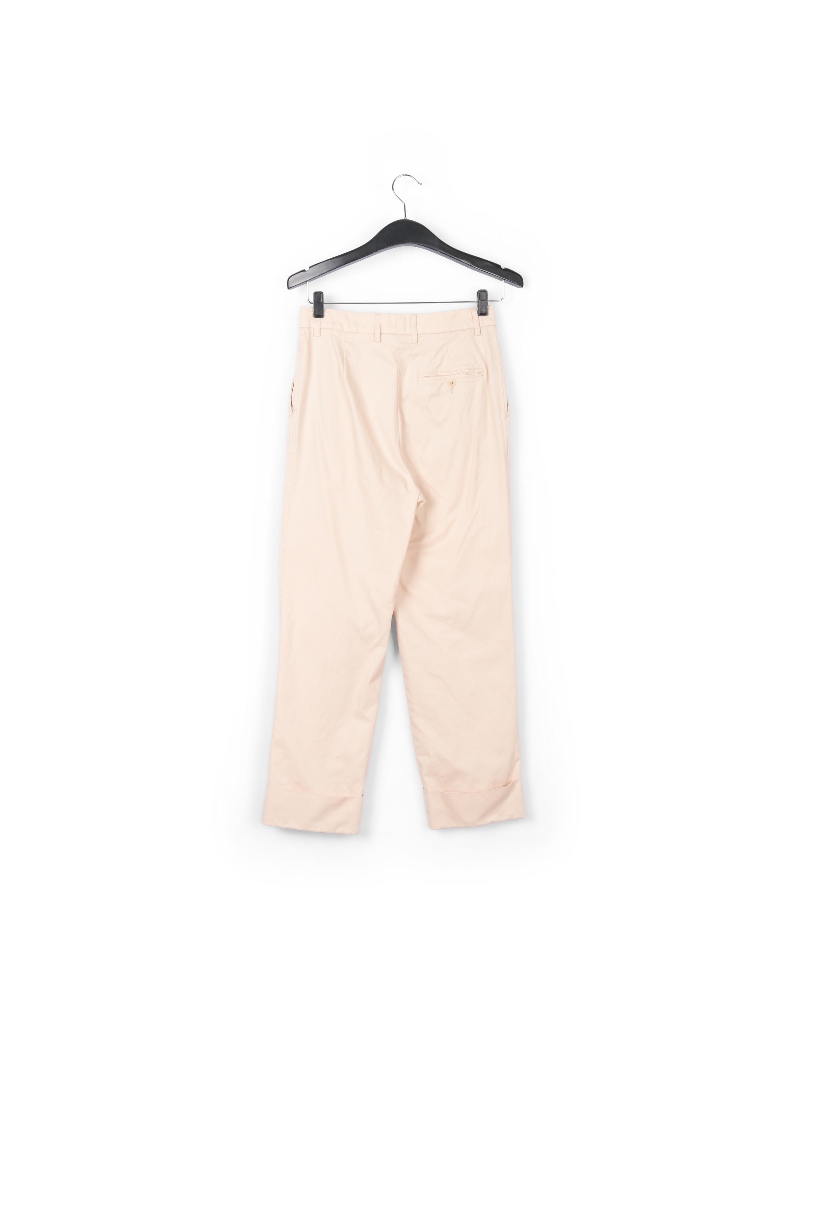 Beige cotton-blend straight-leg pants RE—SSENTIEL | Essentiel second hand