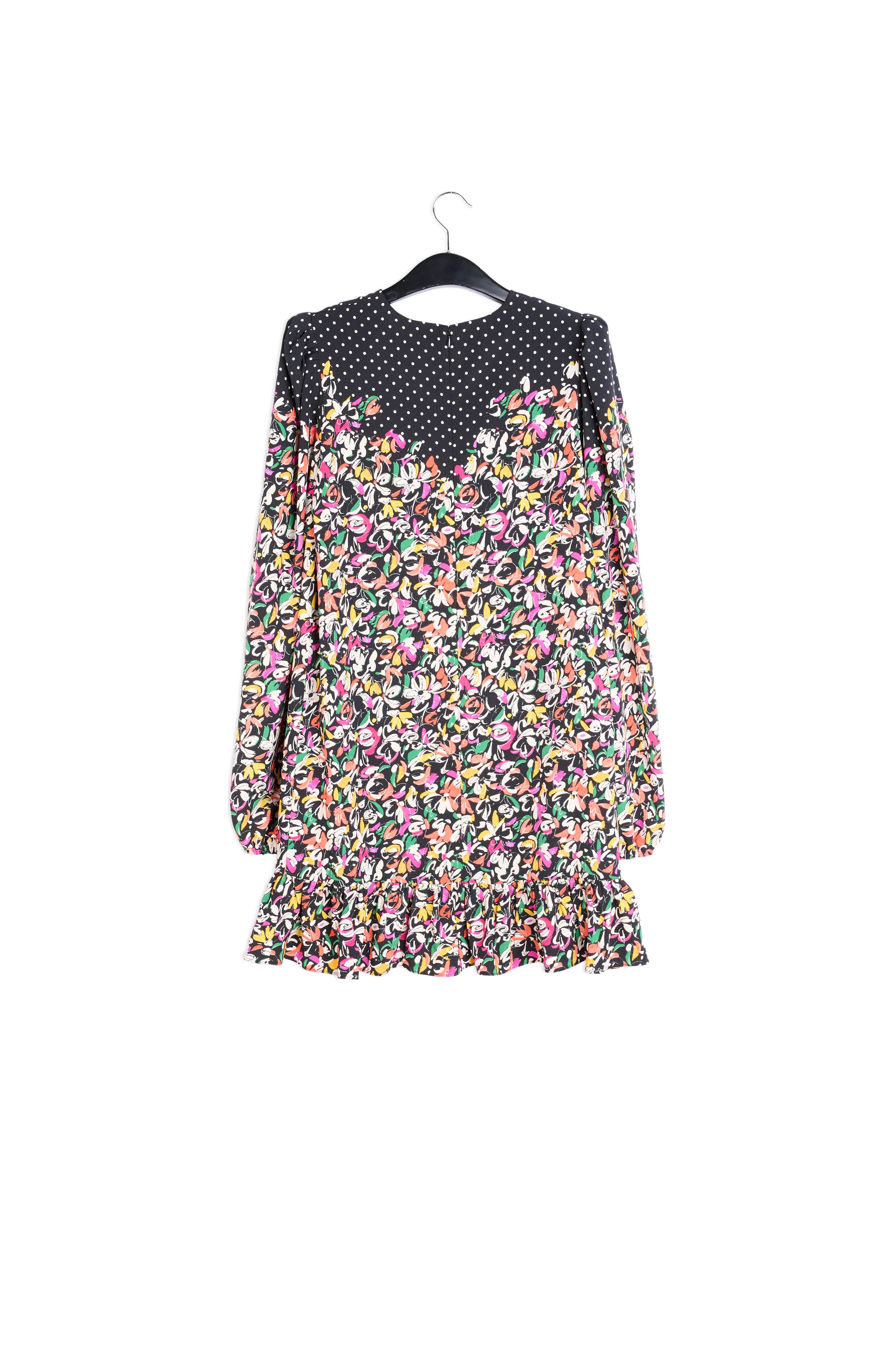 Kleurrijke jurk met bloemen- en stippenprint RE—SSENTIEL | Essentiel second hand