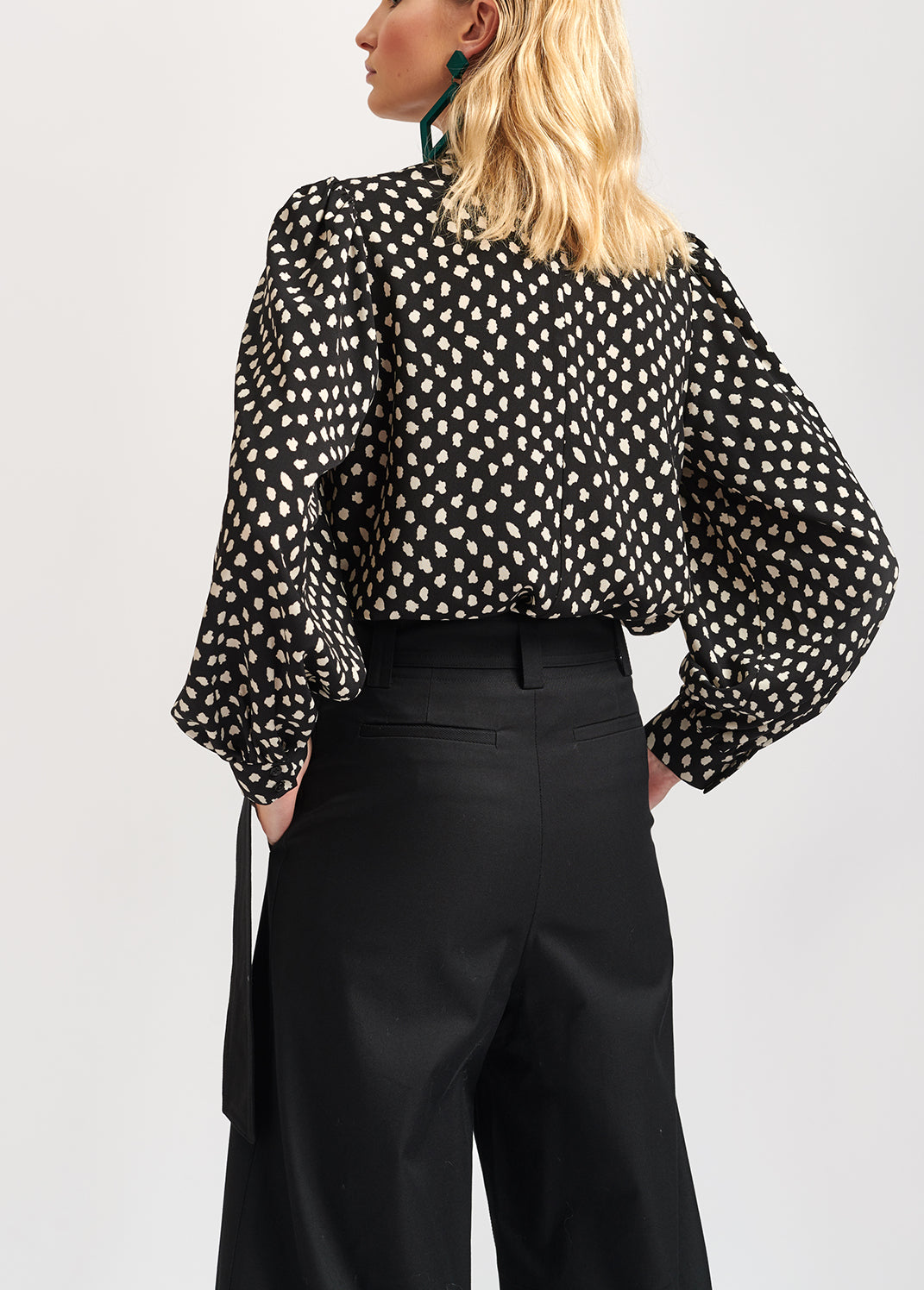 Black polka dot turtleneck top RE—SSENTIEL | Essentiel second hand