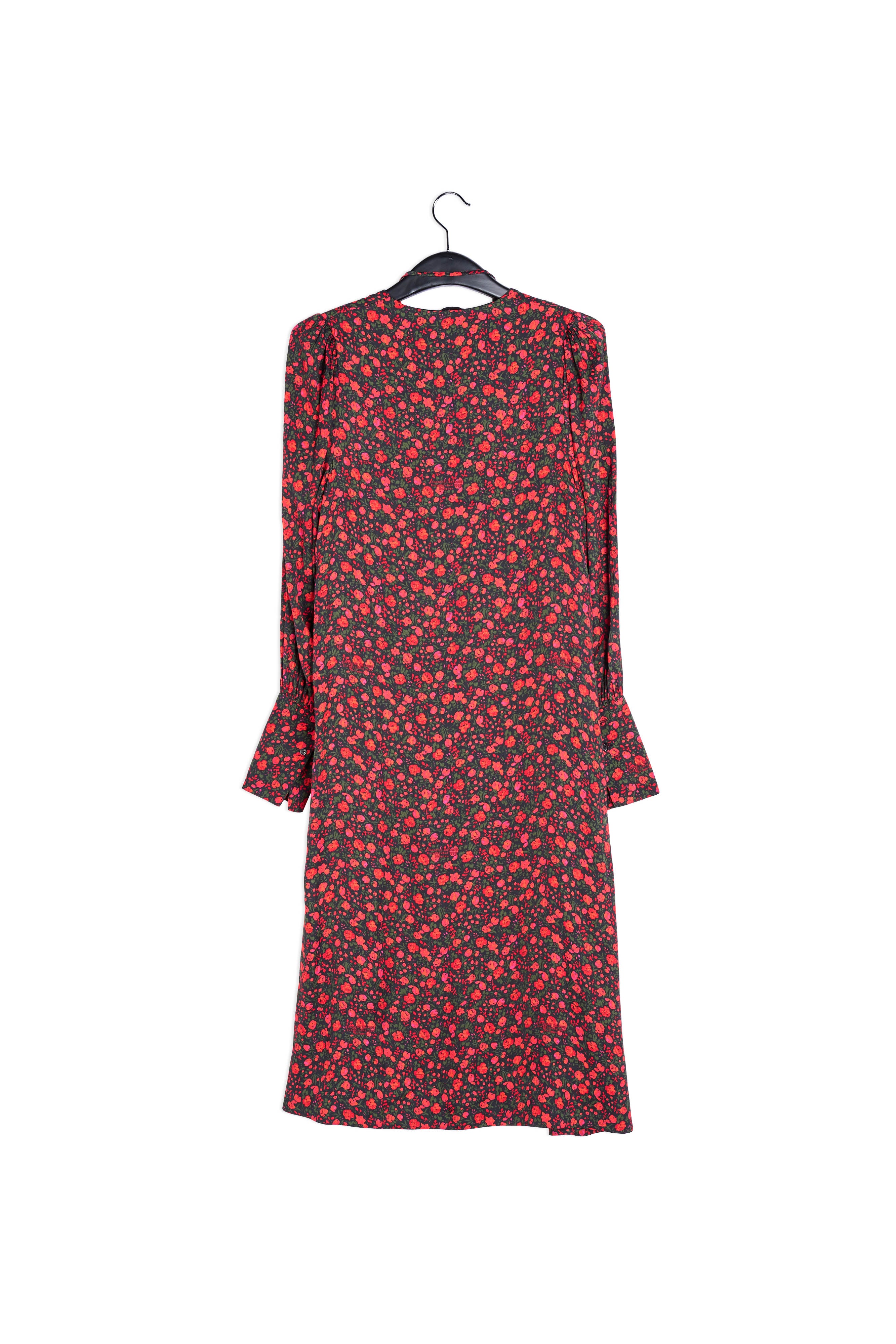 Maxi-jurk met zwarte en rode bloemenprint RE—SSENTIEL | Essentiel second hand