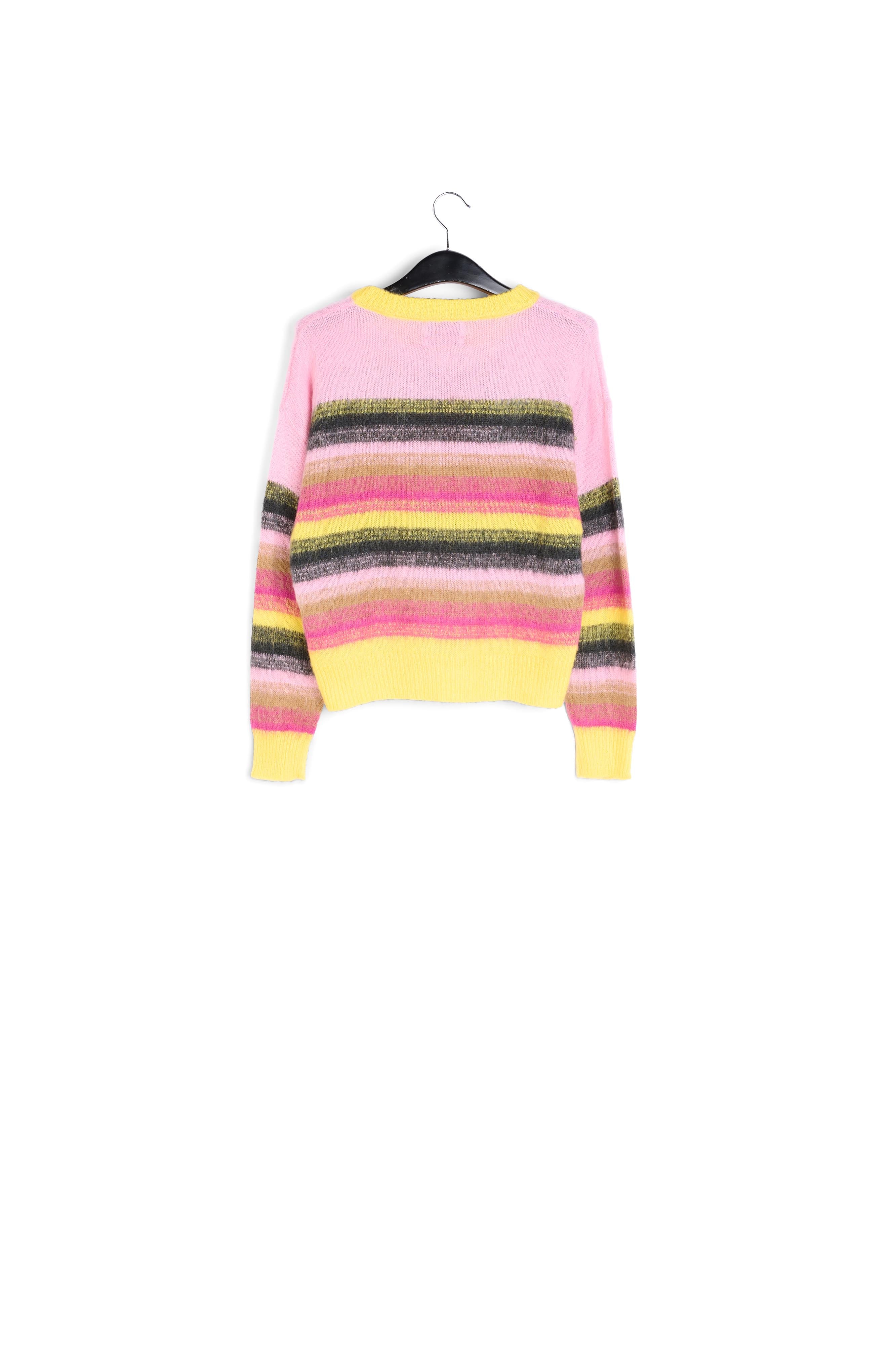 Yellow, pink and black striped knit sweater RE—SSENTIEL | Essentiel second hand
