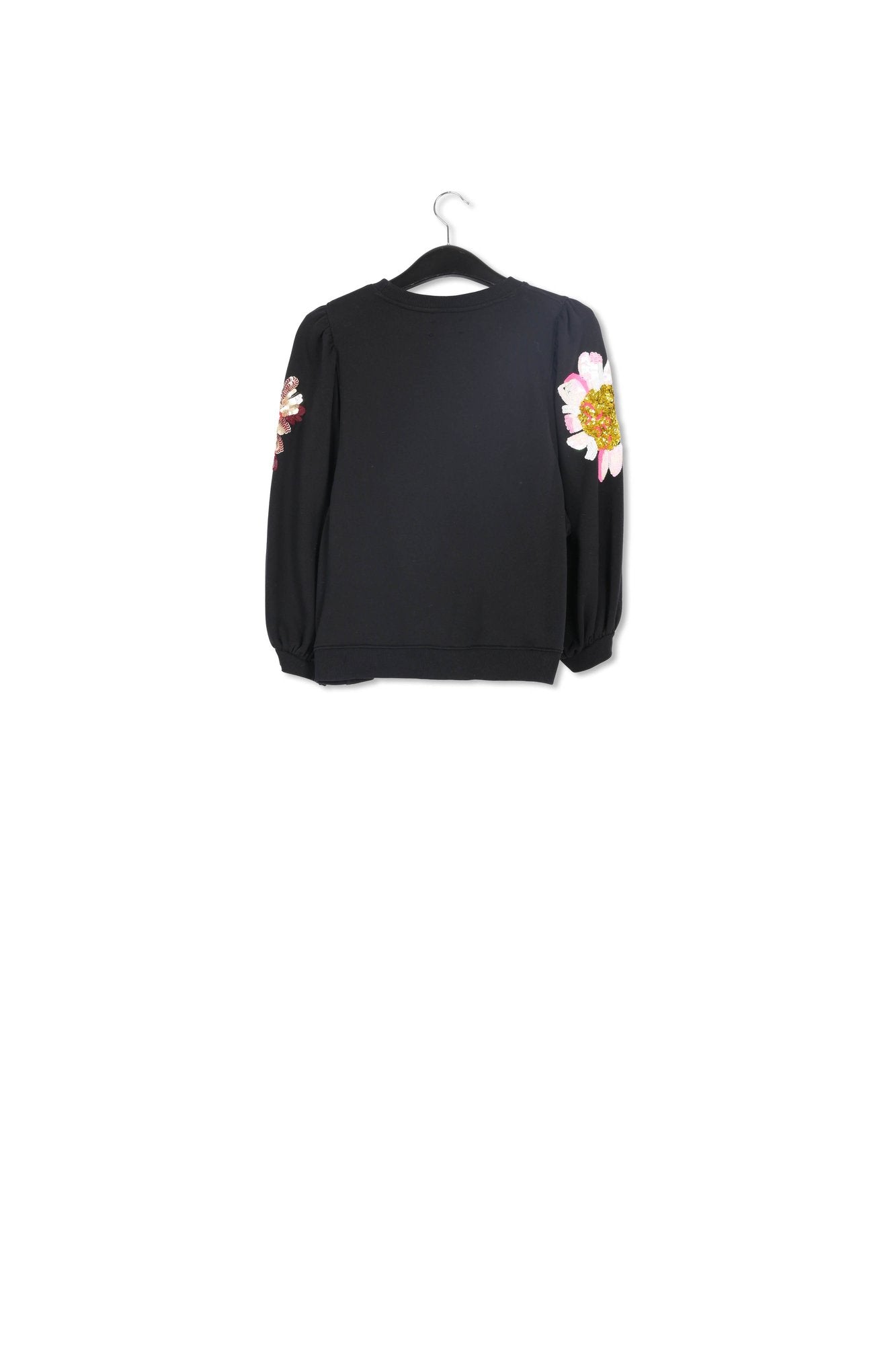 Sweatshirt en coton bio noir à  fleurs en paillettes RE—SSENTIEL | Essentiel second hand