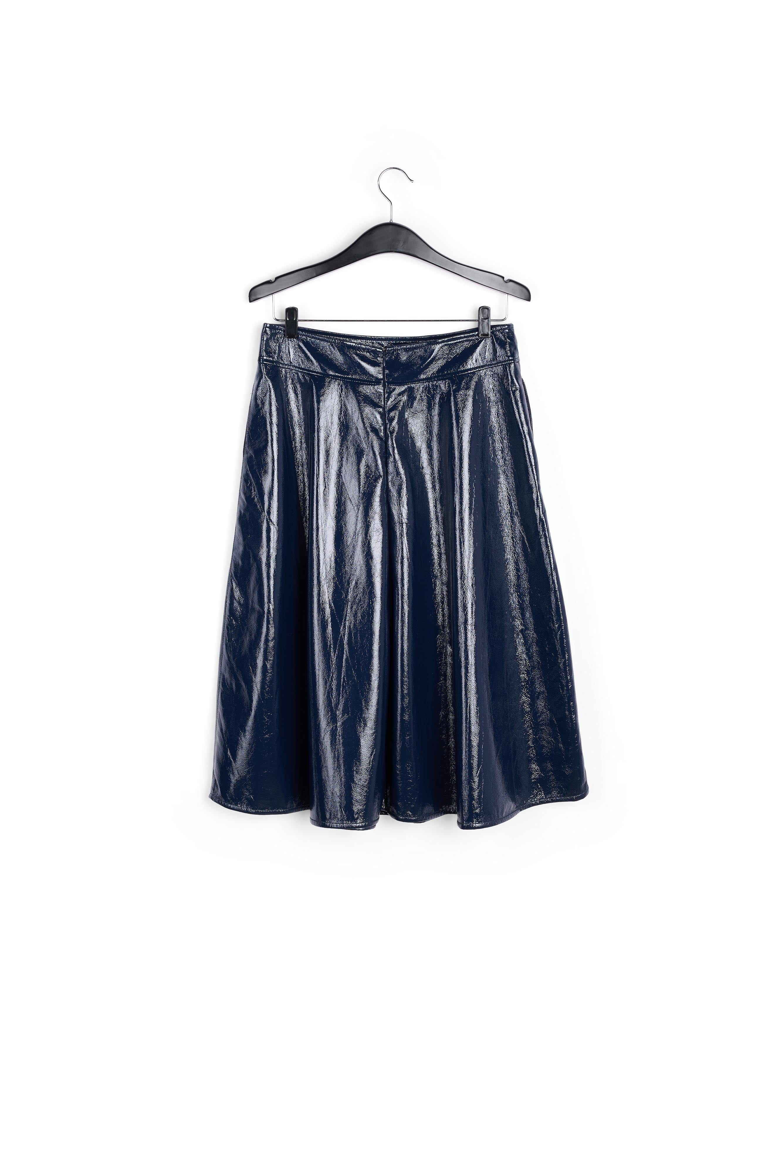 Dark blue faux leather A-line skirt RE—SSENTIEL | Essentiel second hand