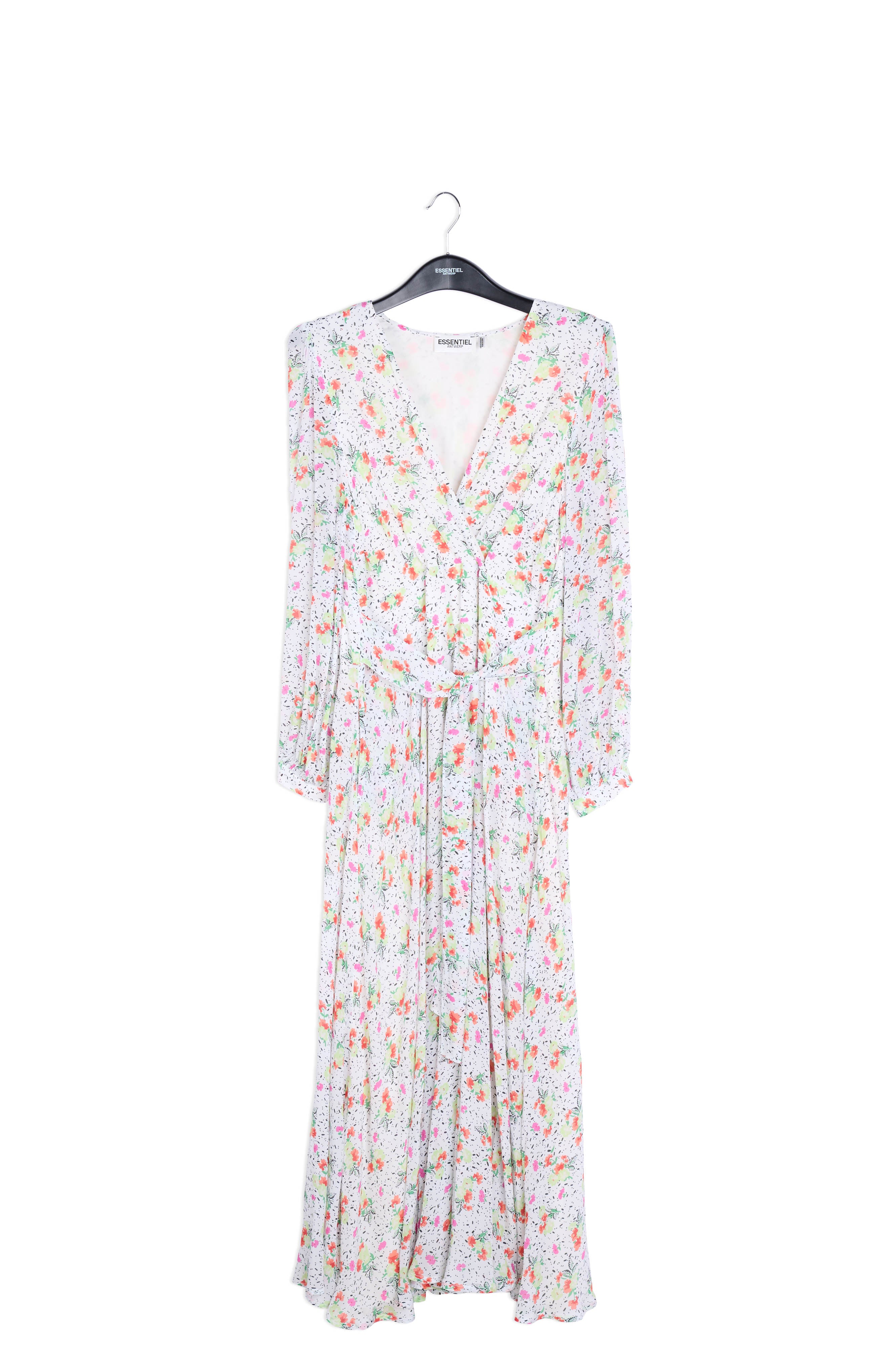 Off-white floral-print wrap maxi dress RE—SSENTIEL | Essentiel second hand
