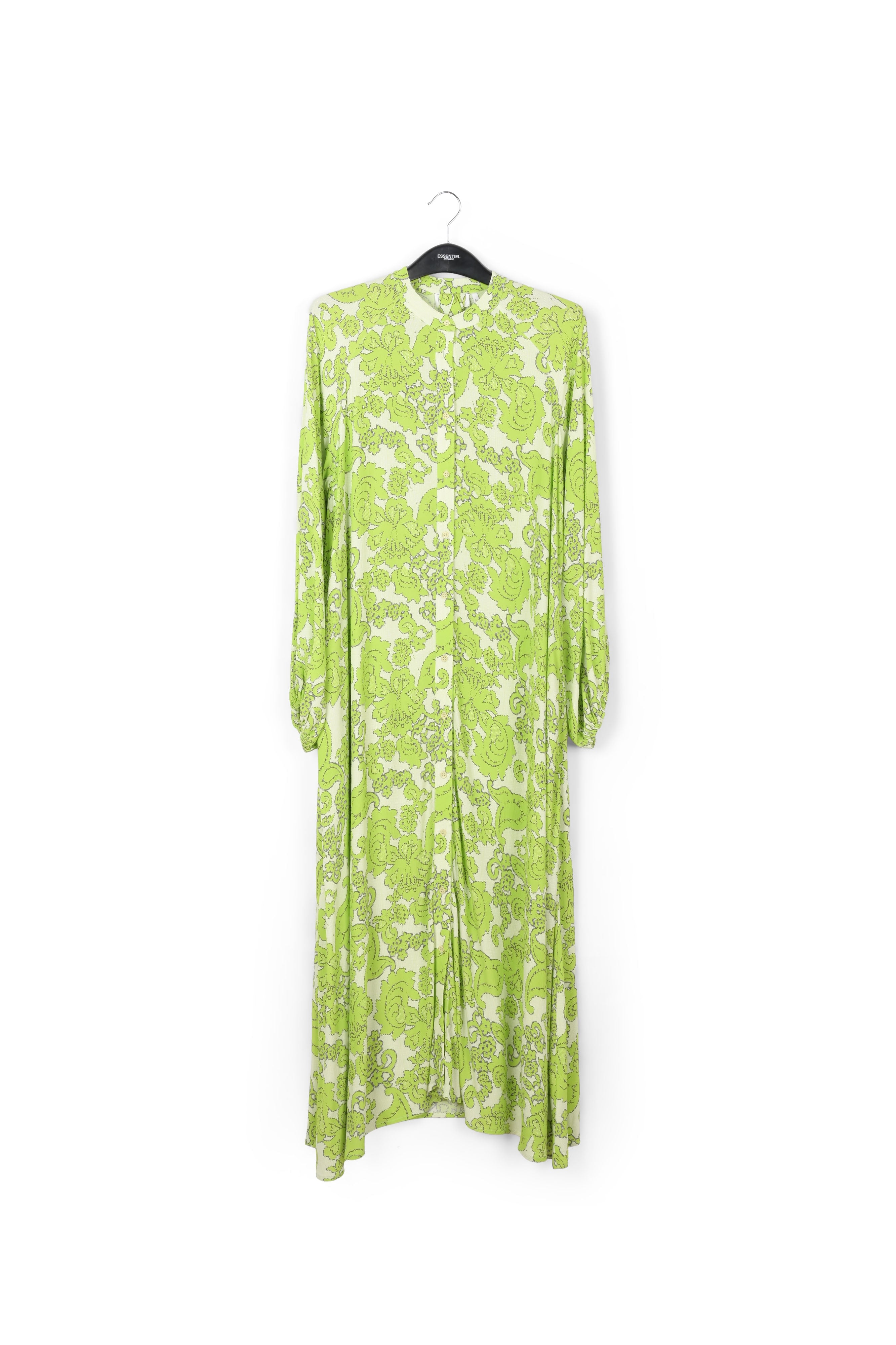 Green maxi-length dress with floral print RE—SSENTIEL | Essentiel second hand