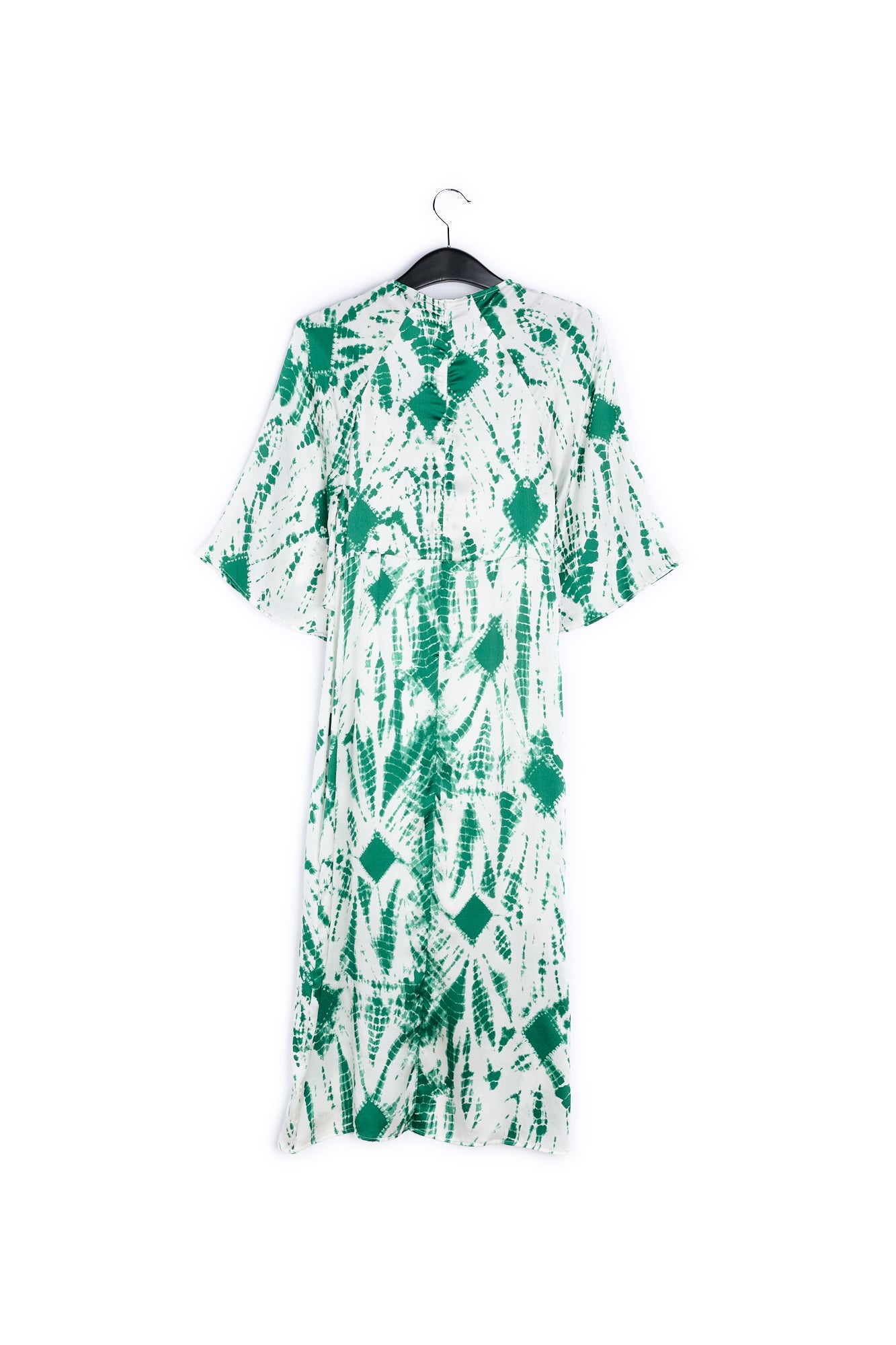 Off-white and green tie-dyed silk midi dress RE—SSENTIEL | Essentiel second hand