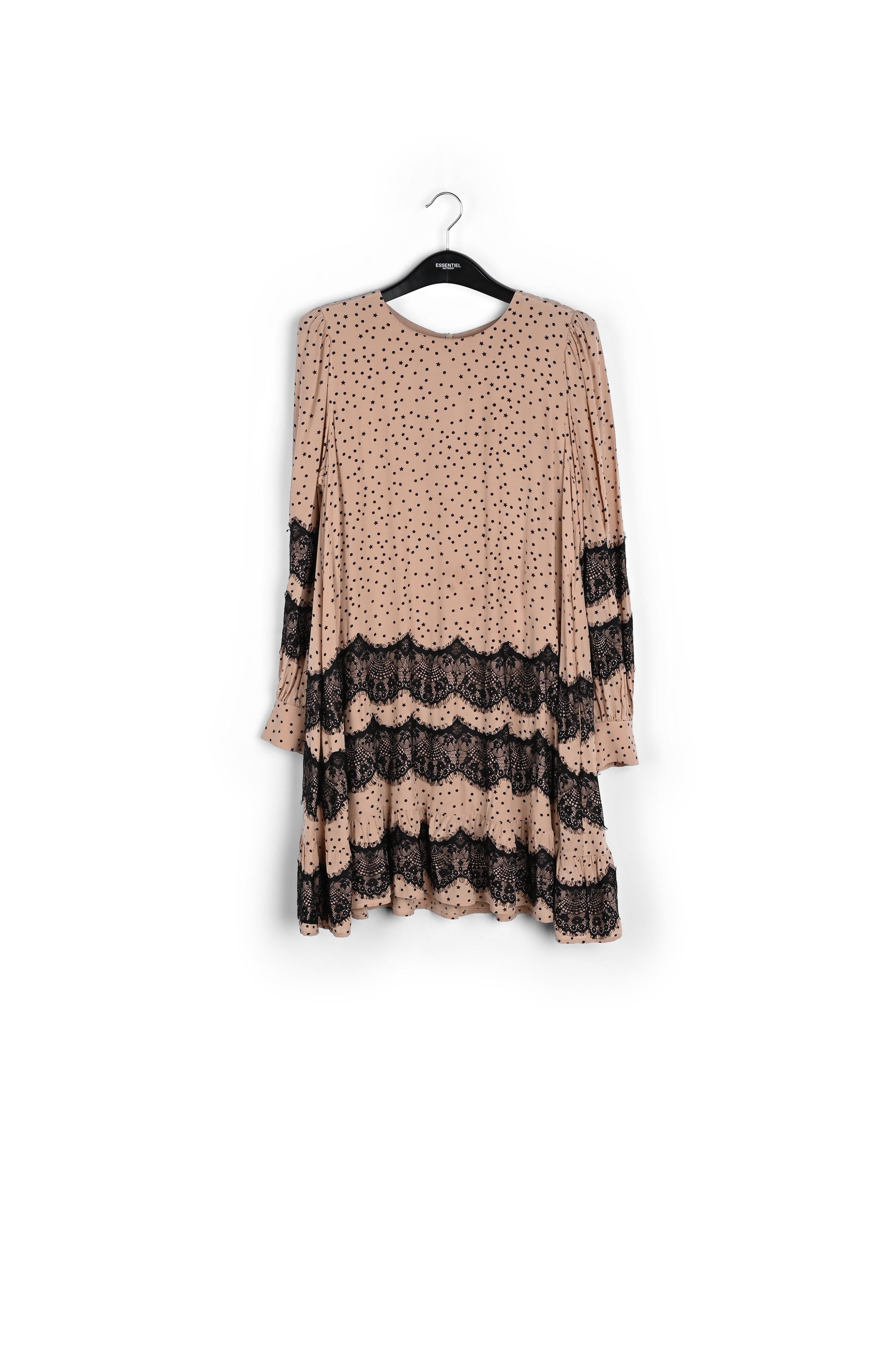 Perzikkleurige mini-jurk met kant RE—SSENTIEL | Essentiel second hand