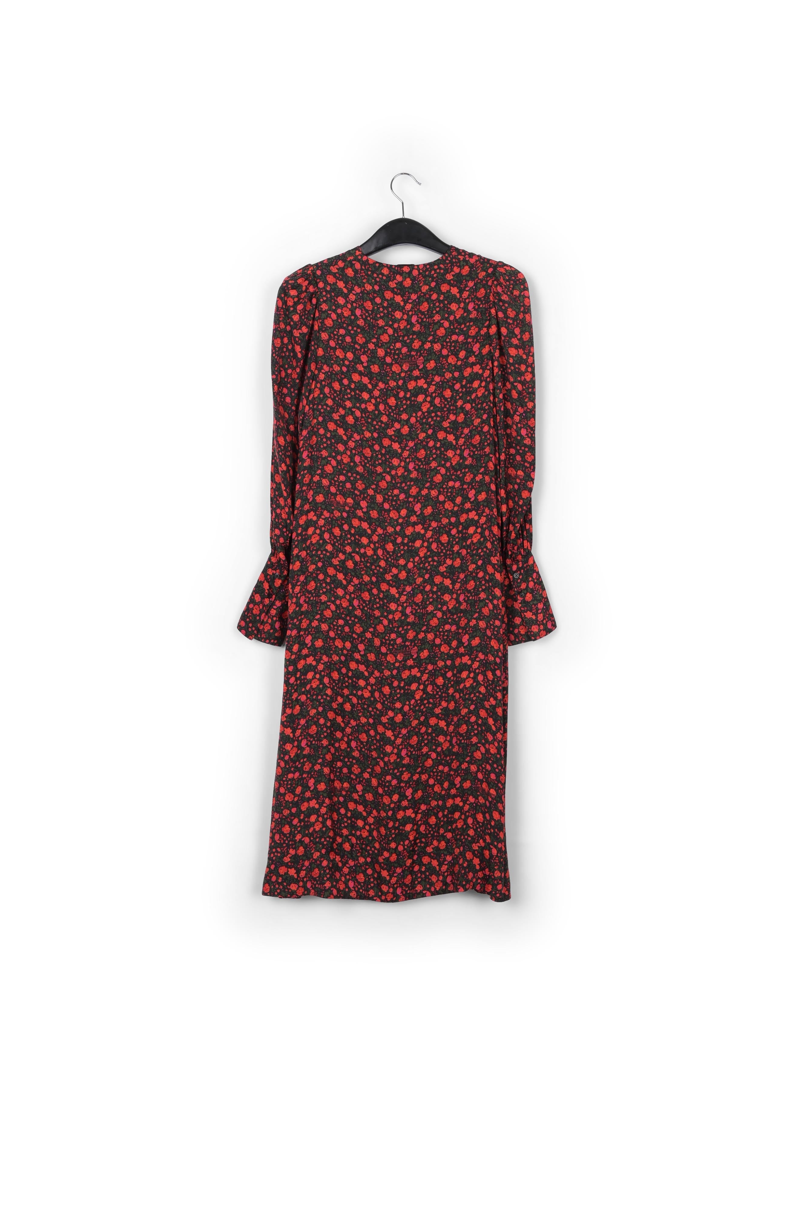 Robe maxi à imprimé fleuri noir et rouge RE—SSENTIEL | Essentiel second hand