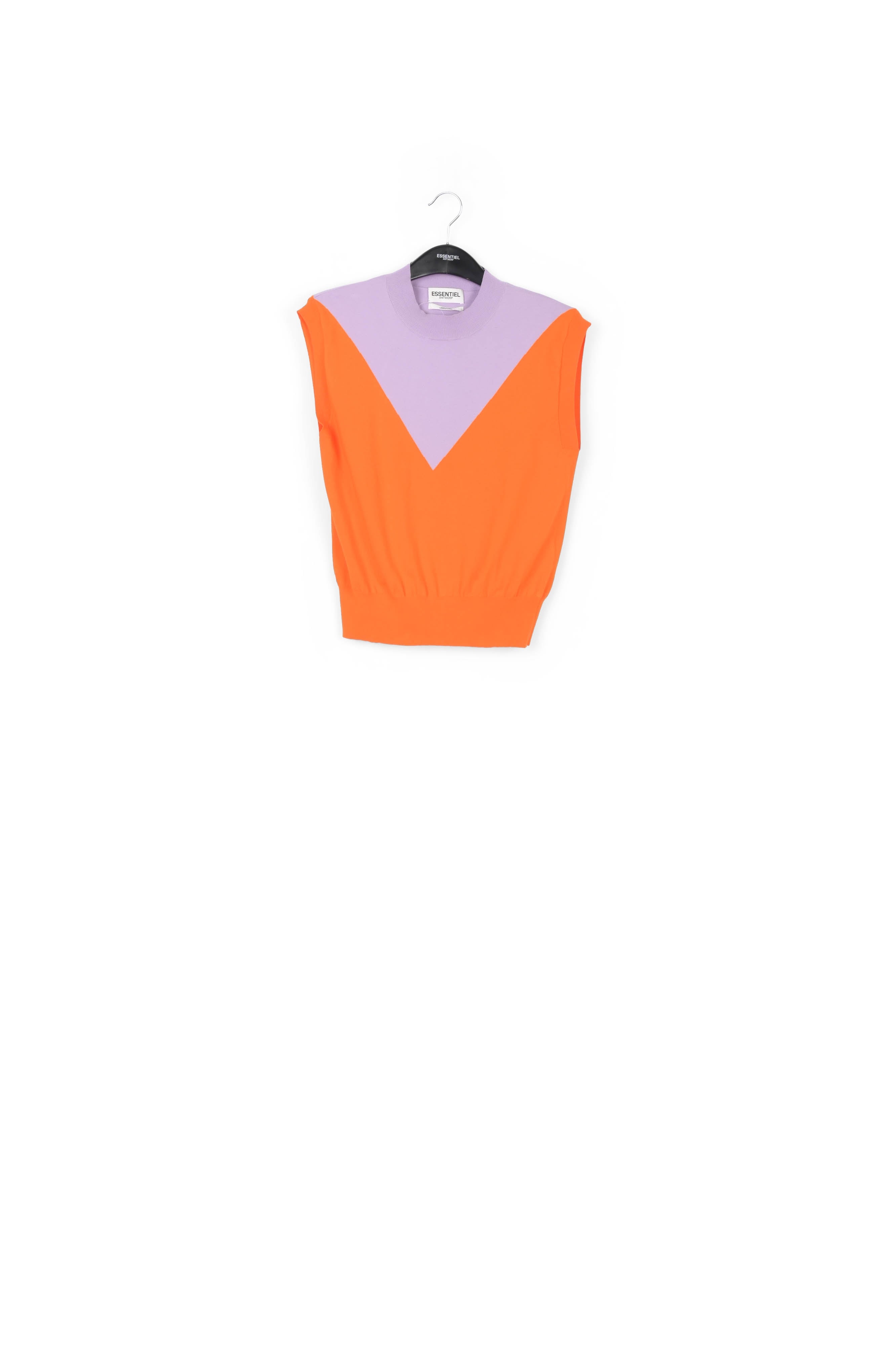 Orange and lilac knitted sleeveless top RE—SSENTIEL | Essentiel second hand