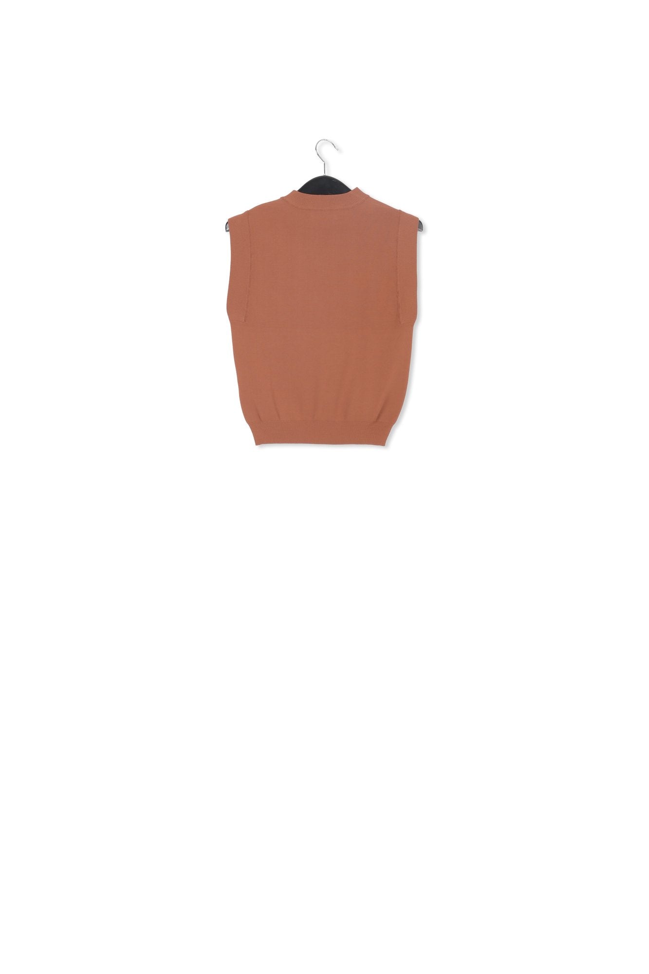 Brown sleeveless knitted top RE—SSENTIEL | Essentiel second hand