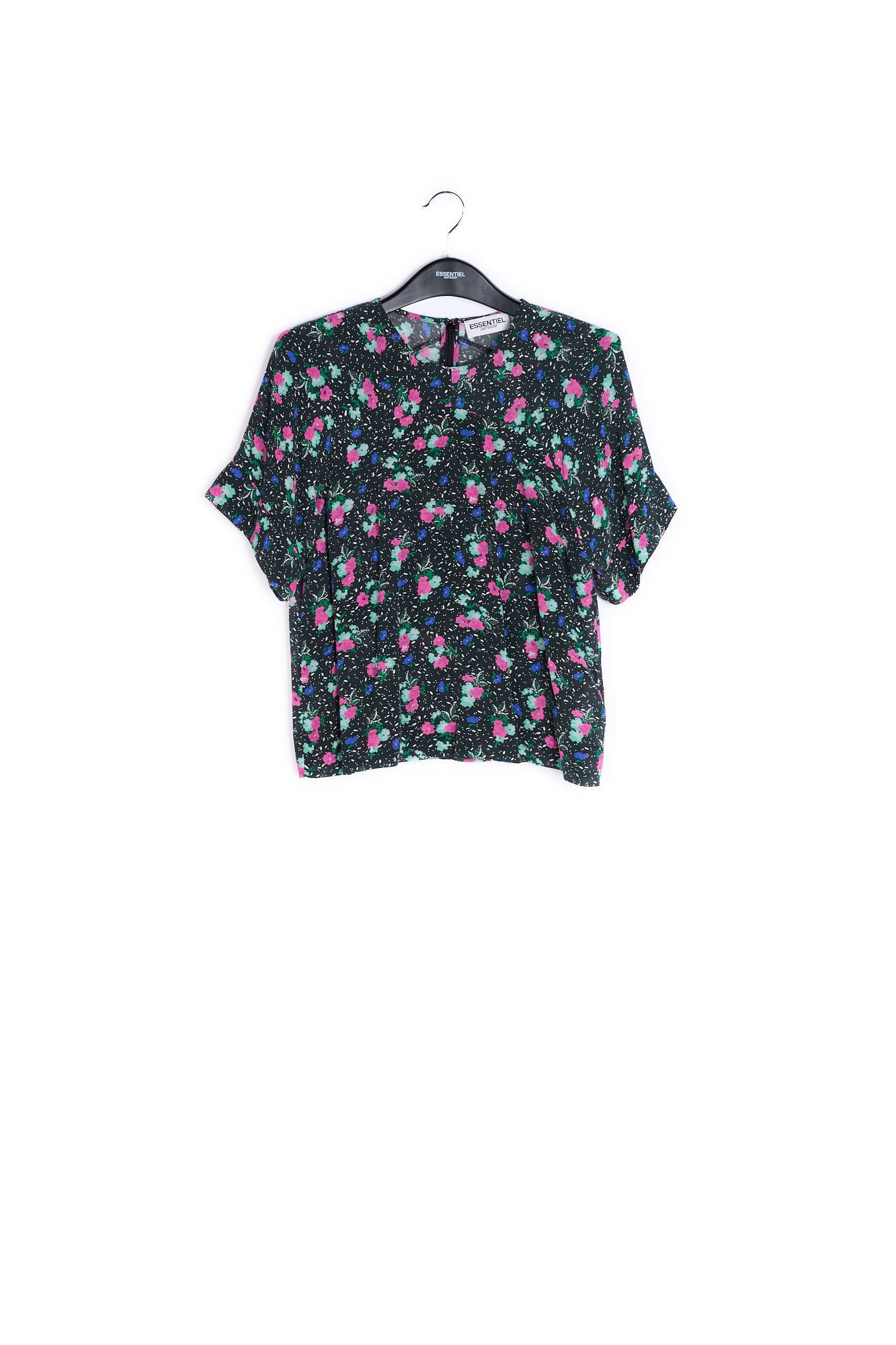 Black floral-print top RE—SSENTIEL | Essentiel second hand