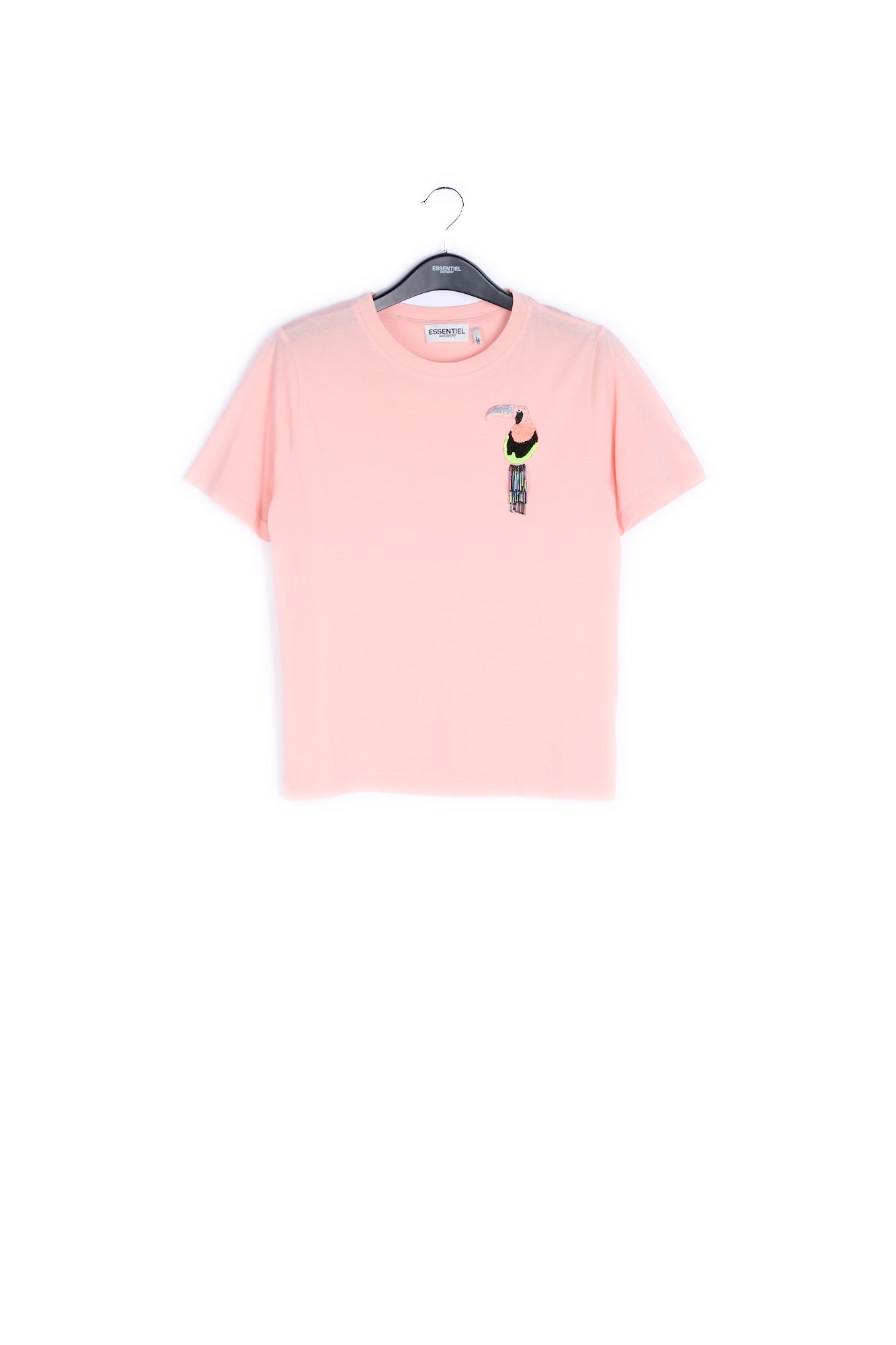 Light pink cotton toucan embroidered t-shirt RE—SSENTIEL | Essentiel second hand