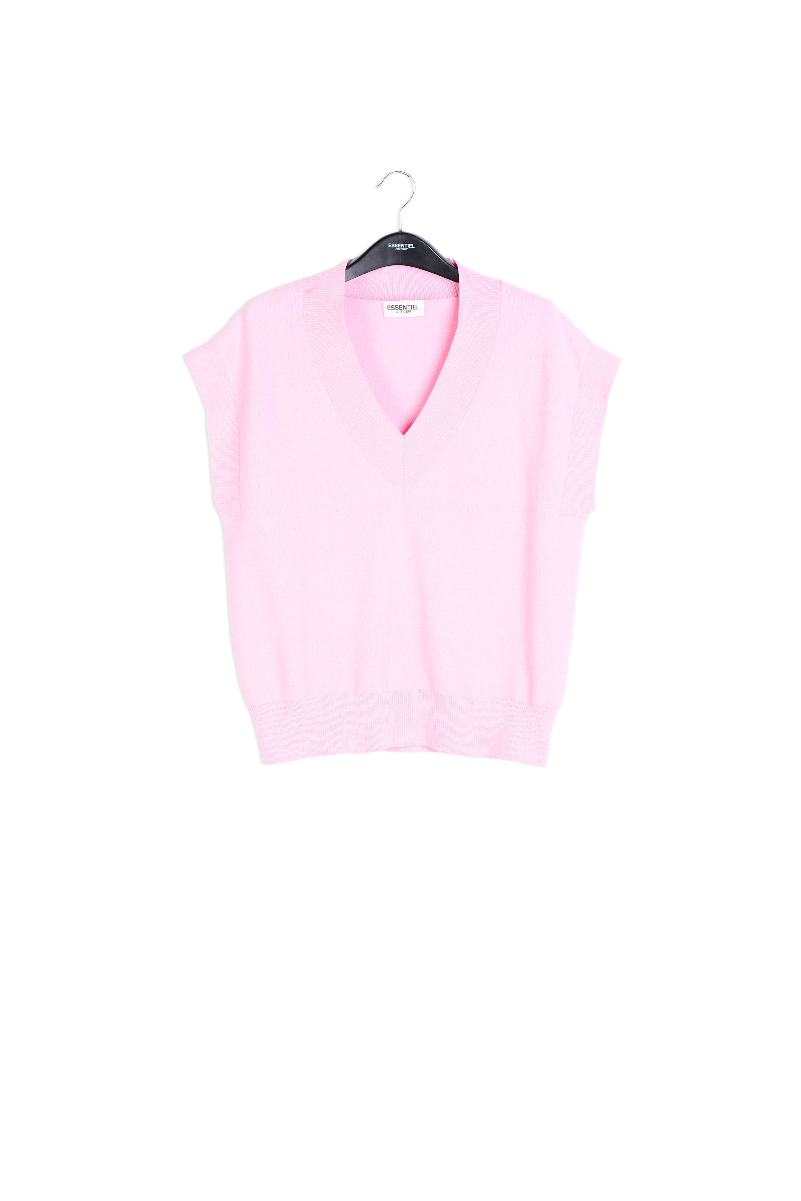 Roze gebreid vest zonder mouwen RE—SSENTIEL | Essentiel second hand
