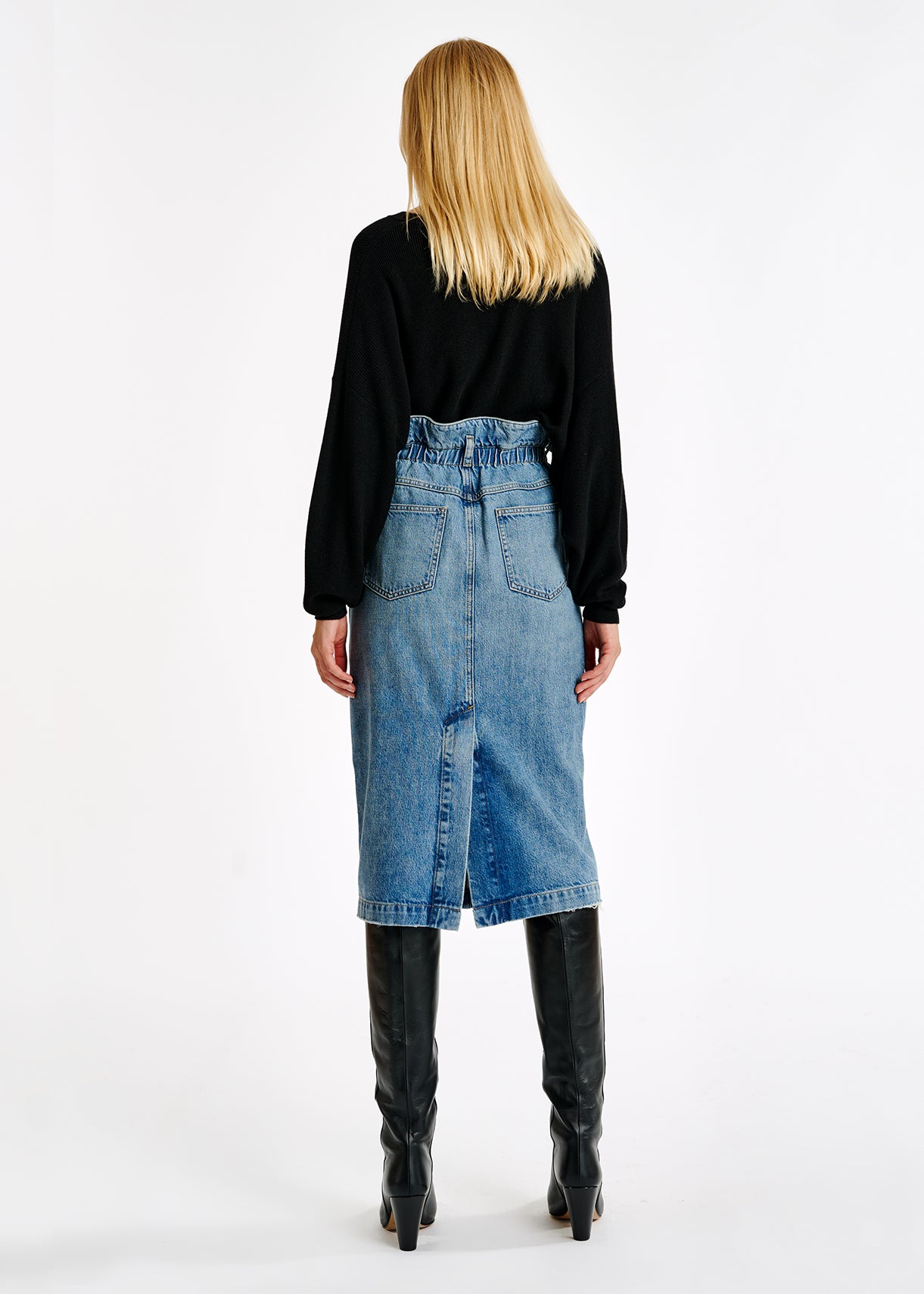 Black ribbed V-neck sweater RE—SSENTIEL | Essentiel second hand