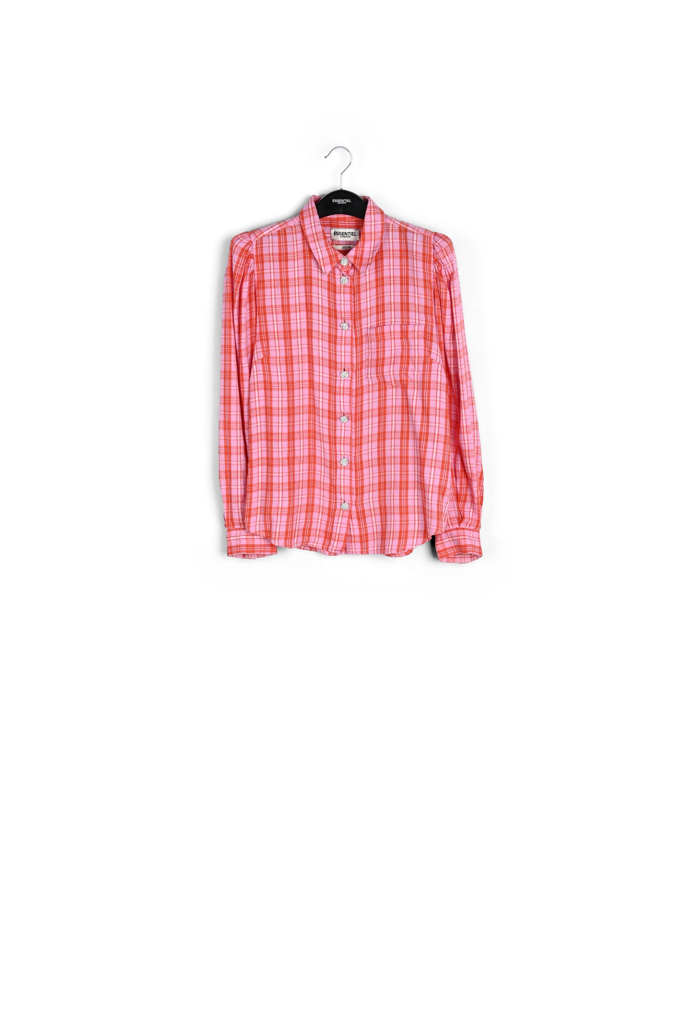 Pink, red and off-white flannel shirt RE—SSENTIEL | Essentiel second hand