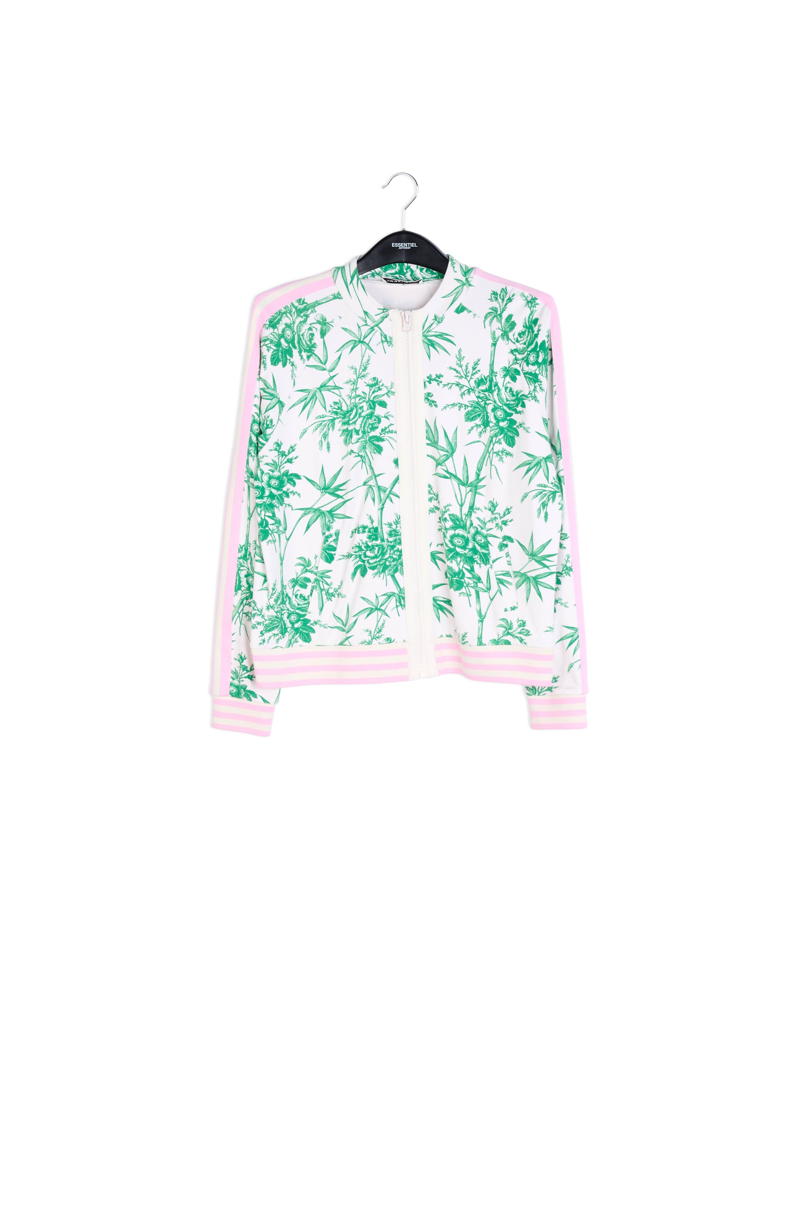 Classic green and white print tracksuit jacket RE—SSENTIEL | Essentiel second hand