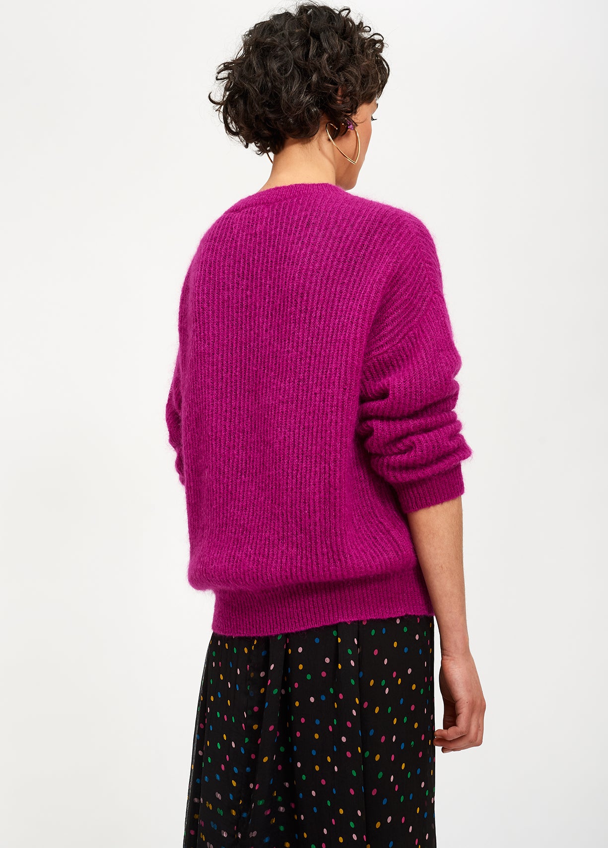 Purple mohair blend v-neck sweater RE—SSENTIEL | Essentiel second hand