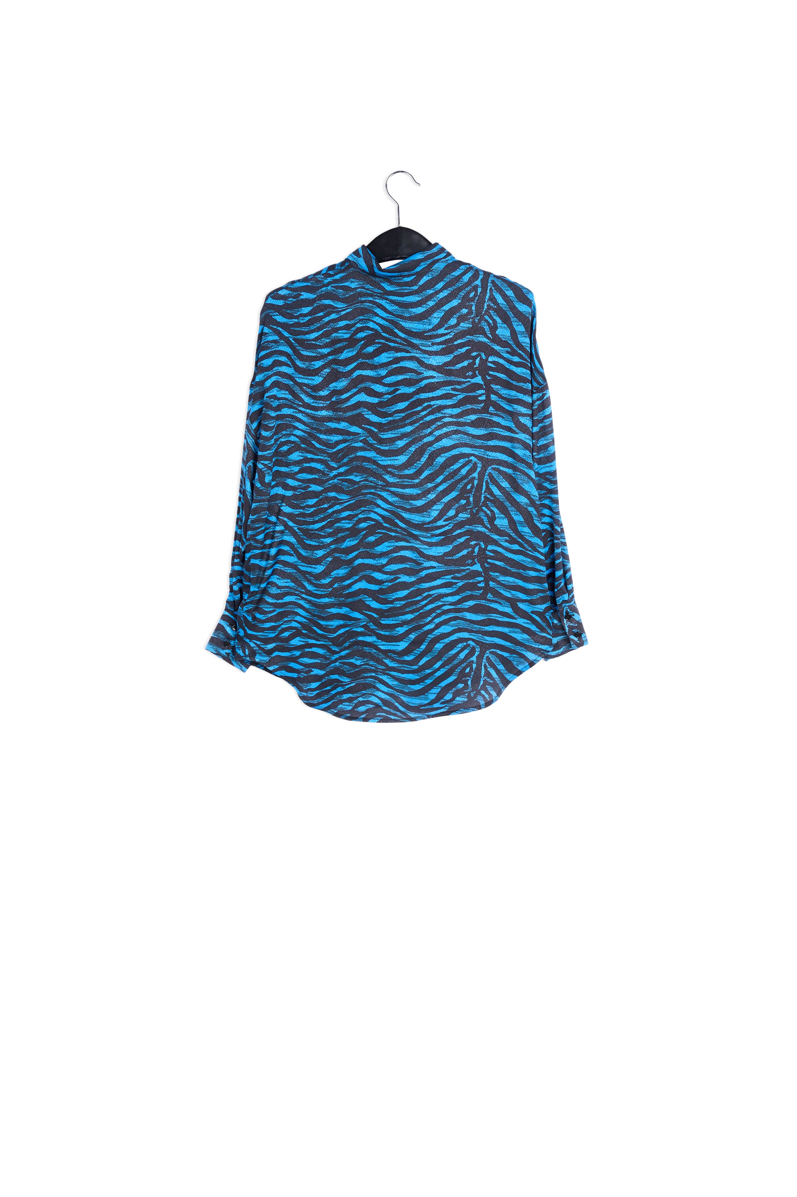 Turquoise and black zebra print oversized shirt RE—SSENTIEL | Essentiel second hand