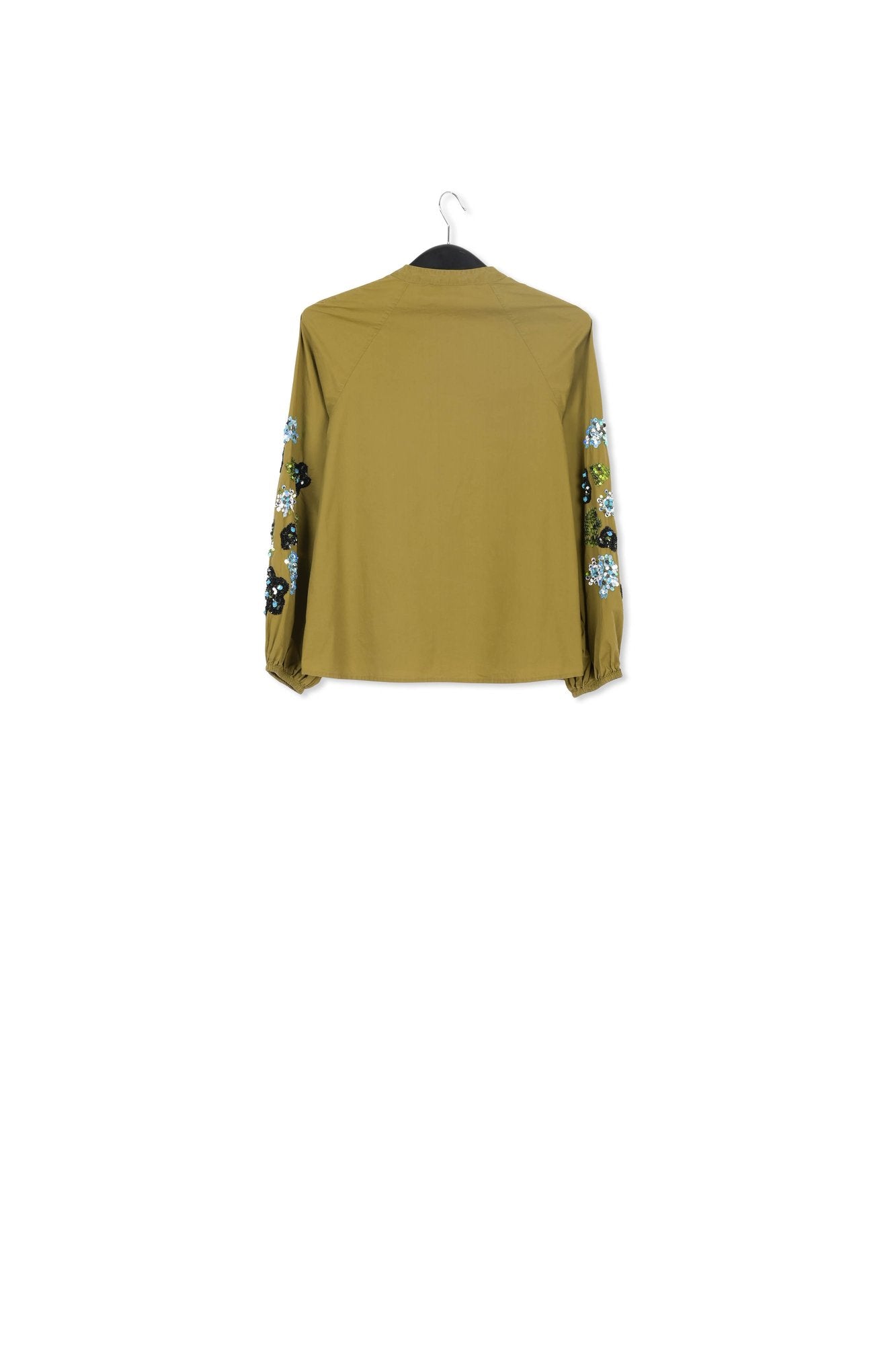 Kakigroen hemd met pailletten RE—SSENTIEL | Essentiel second hand