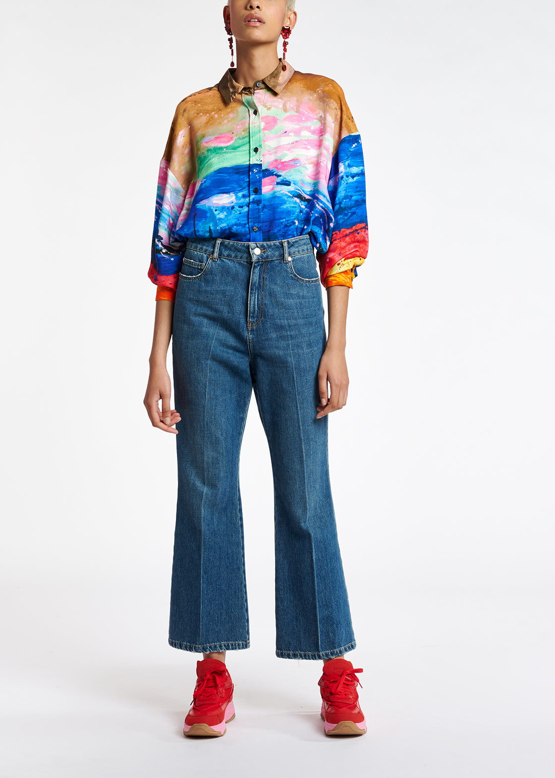 Blauwe jeans met wijd uitlopende pijpen RE—SSENTIEL | Essentiel second hand