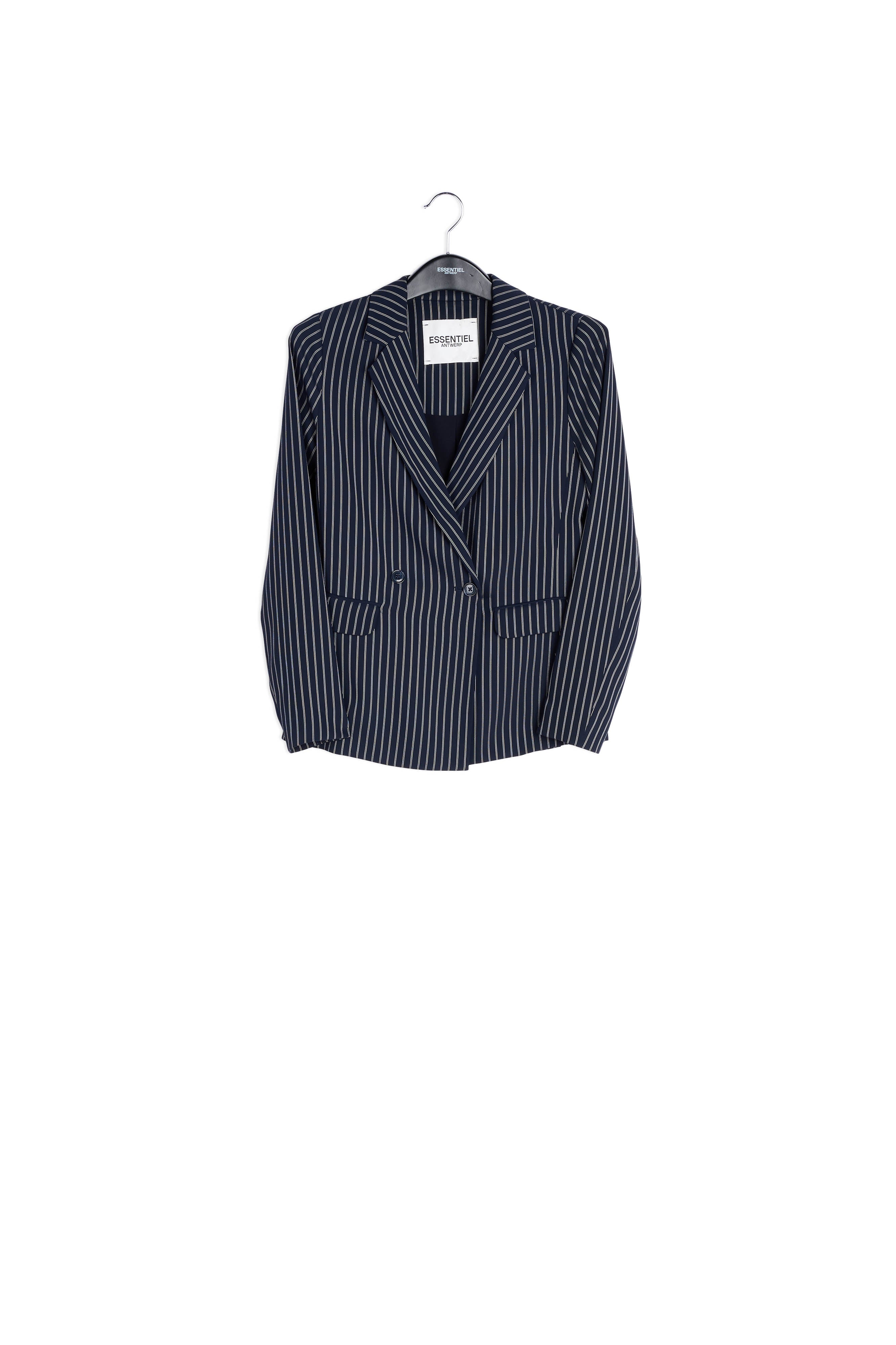 Dark blue cardigan with off-white pinstripes RE—SSENTIEL | Essentiel second hand