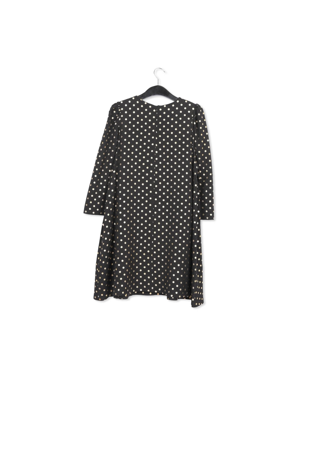 Mini-robe noire à pois dorés et manches trompettes RE—SSENTIEL | Essentiel second hand