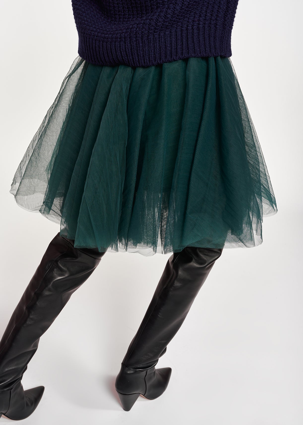 Dark green tulle mini skirt RE—SSENTIEL | Essentiel second hand