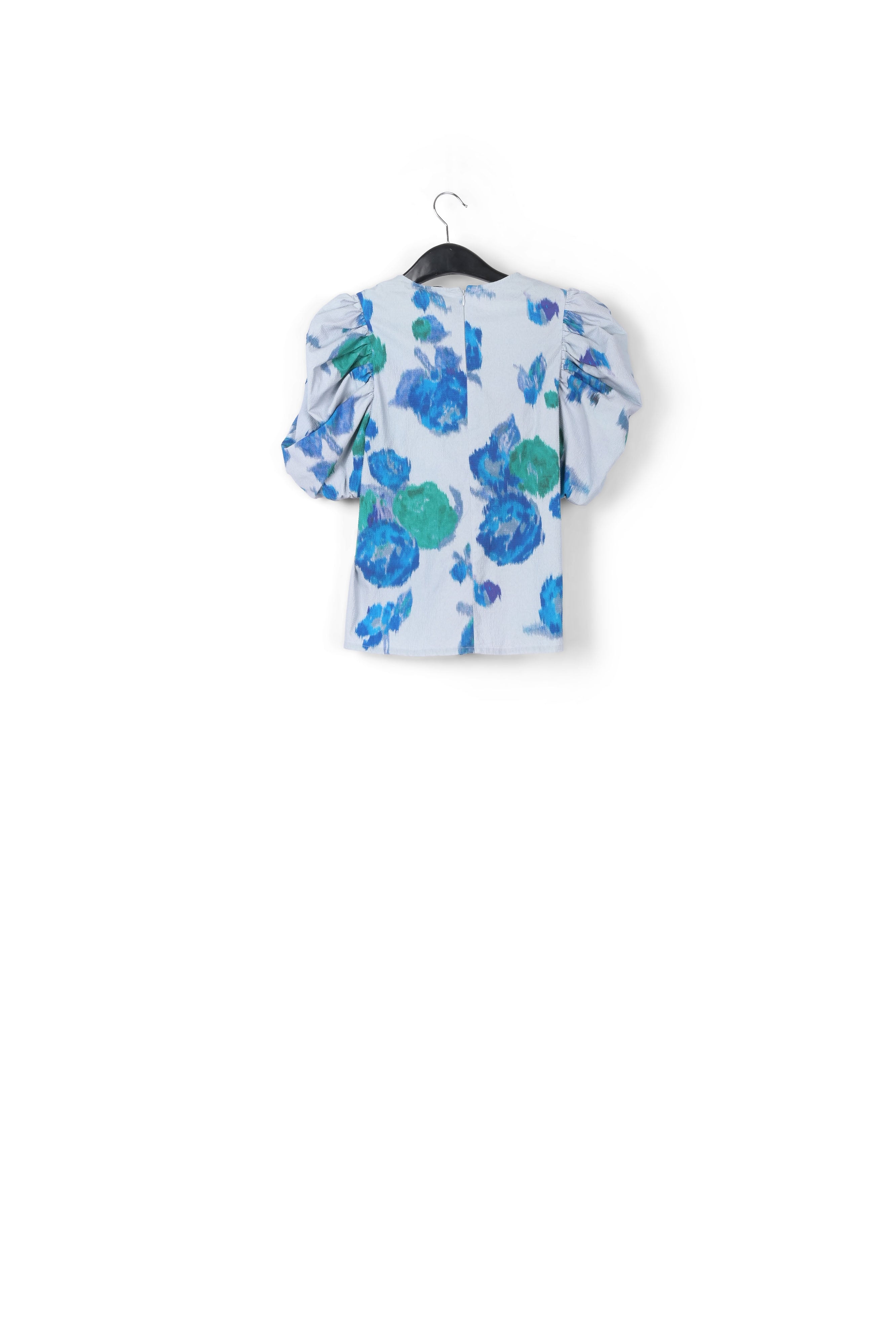 Top bleu clair fleuri à manches bouffantes RE—SSENTIEL | Essentiel second hand