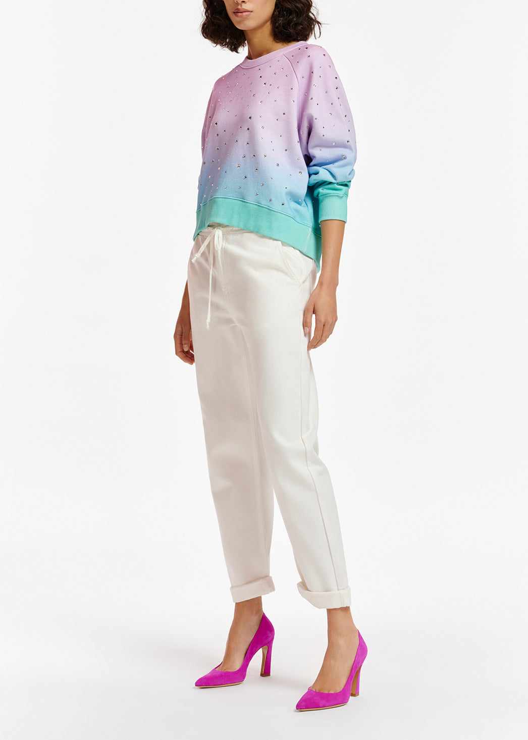 Sweatshirt violet, lilas et turquoise avec strass RE—SSENTIEL | Essentiel second hand