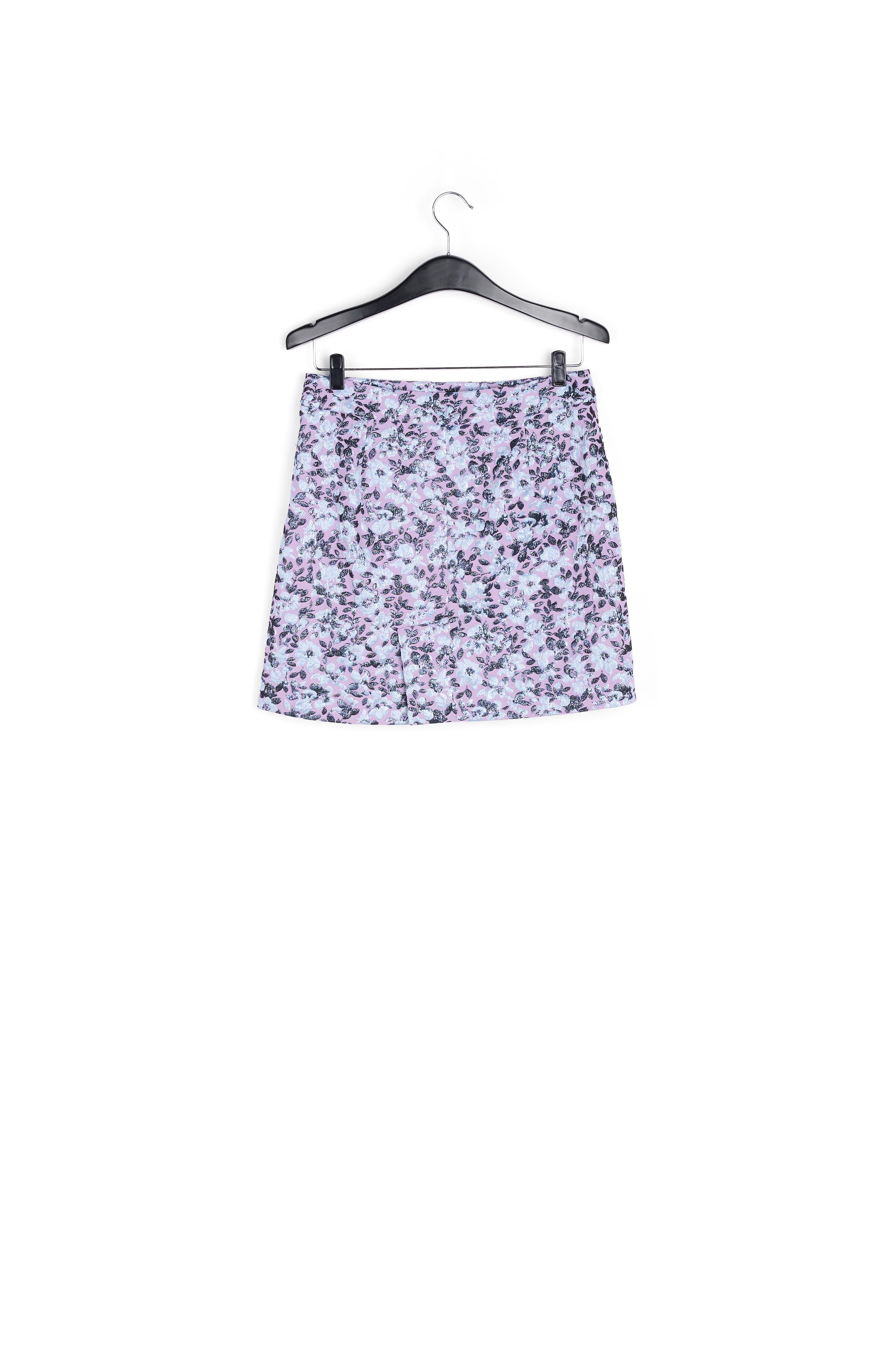 Lilac mini skirt with metallic floral motif RE—SSENTIEL | Essentiel second hand