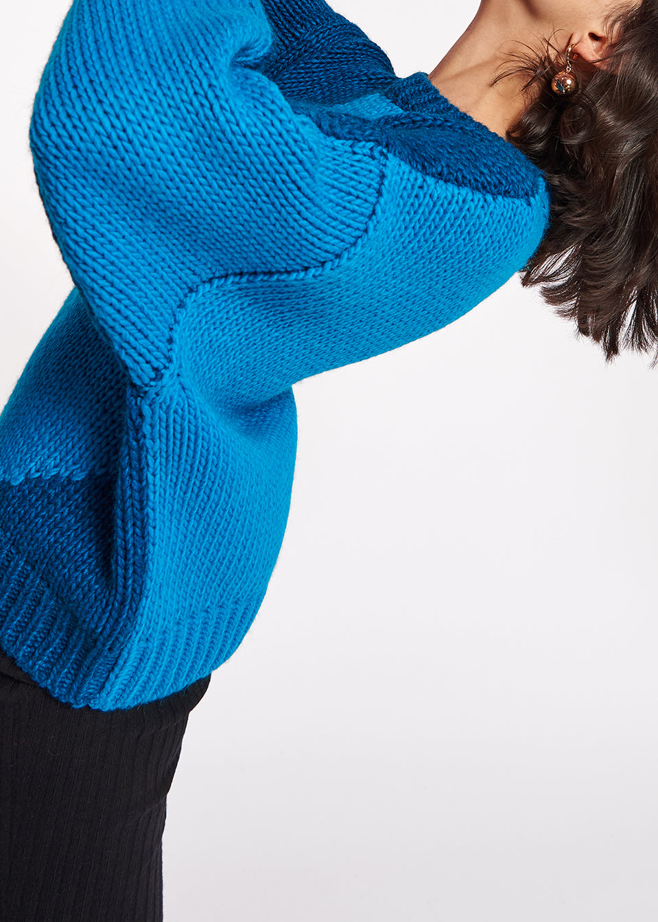 Blue and dark blue chunky knit sweater RE—SSENTIEL | Essentiel second hand