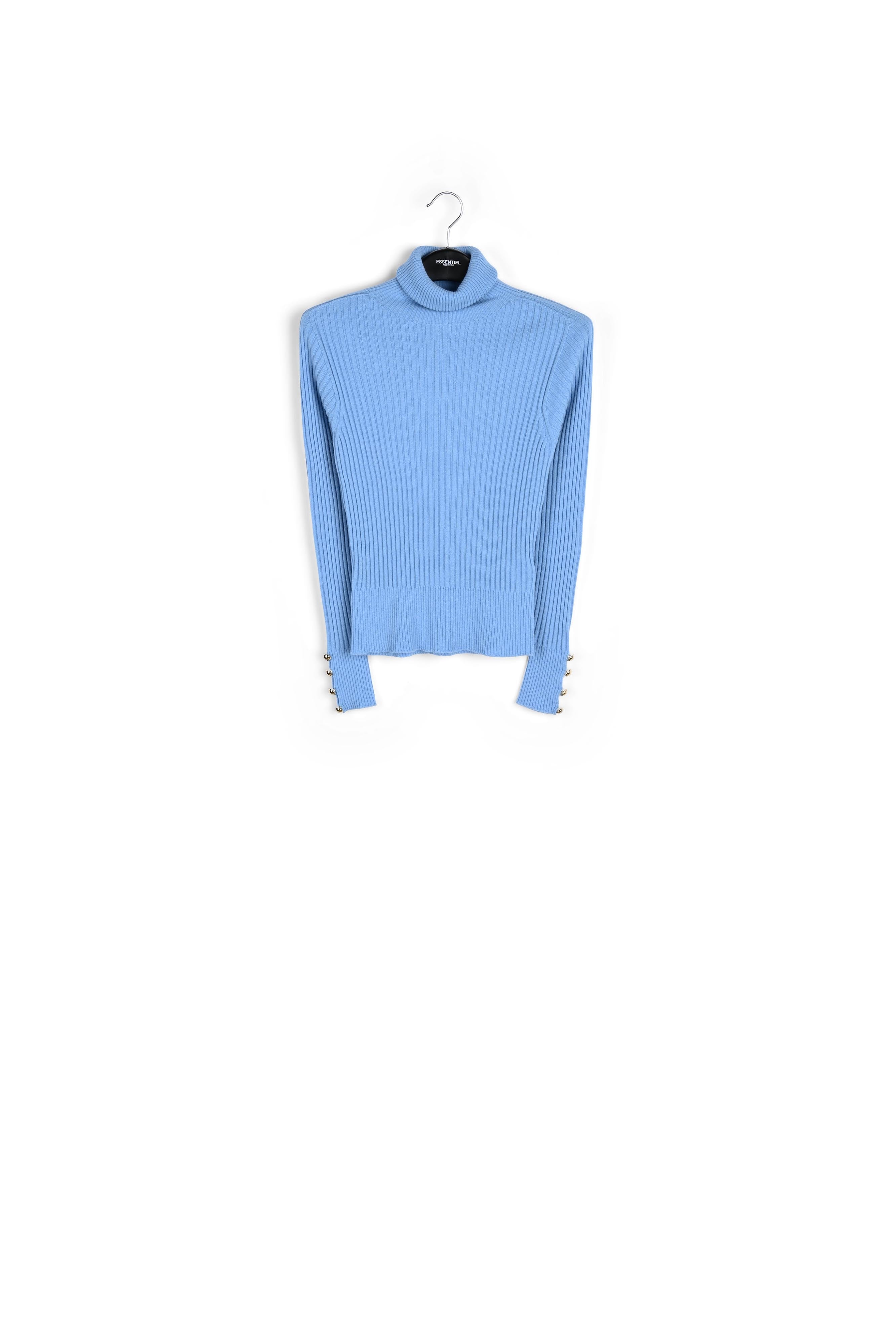 Blue rib-knitted turtleneck sweater RE—SSENTIEL | Essentiel second hand