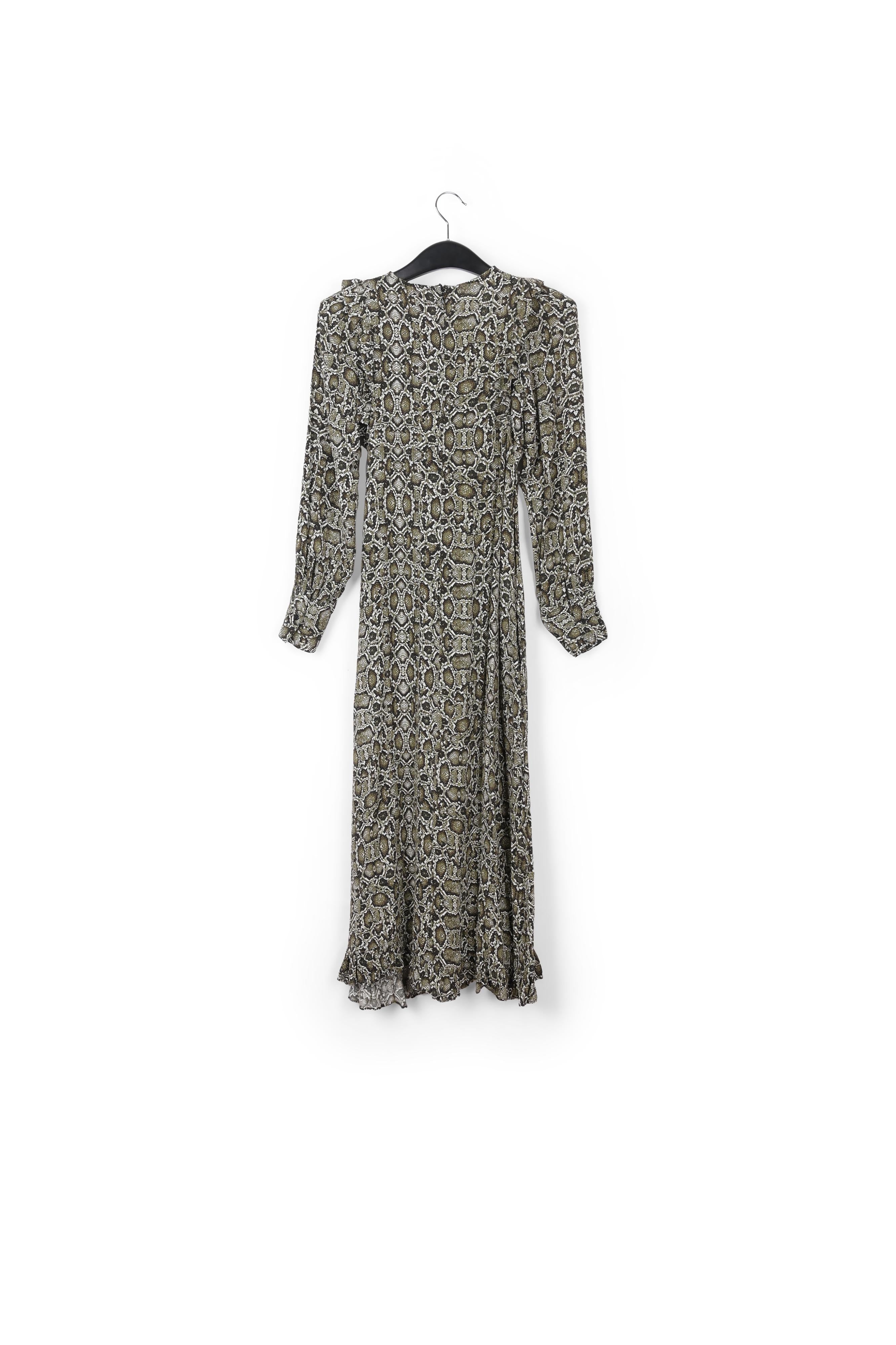 Robe midi vert kaki à imprimé serpent RE—SSENTIEL | Essentiel second hand