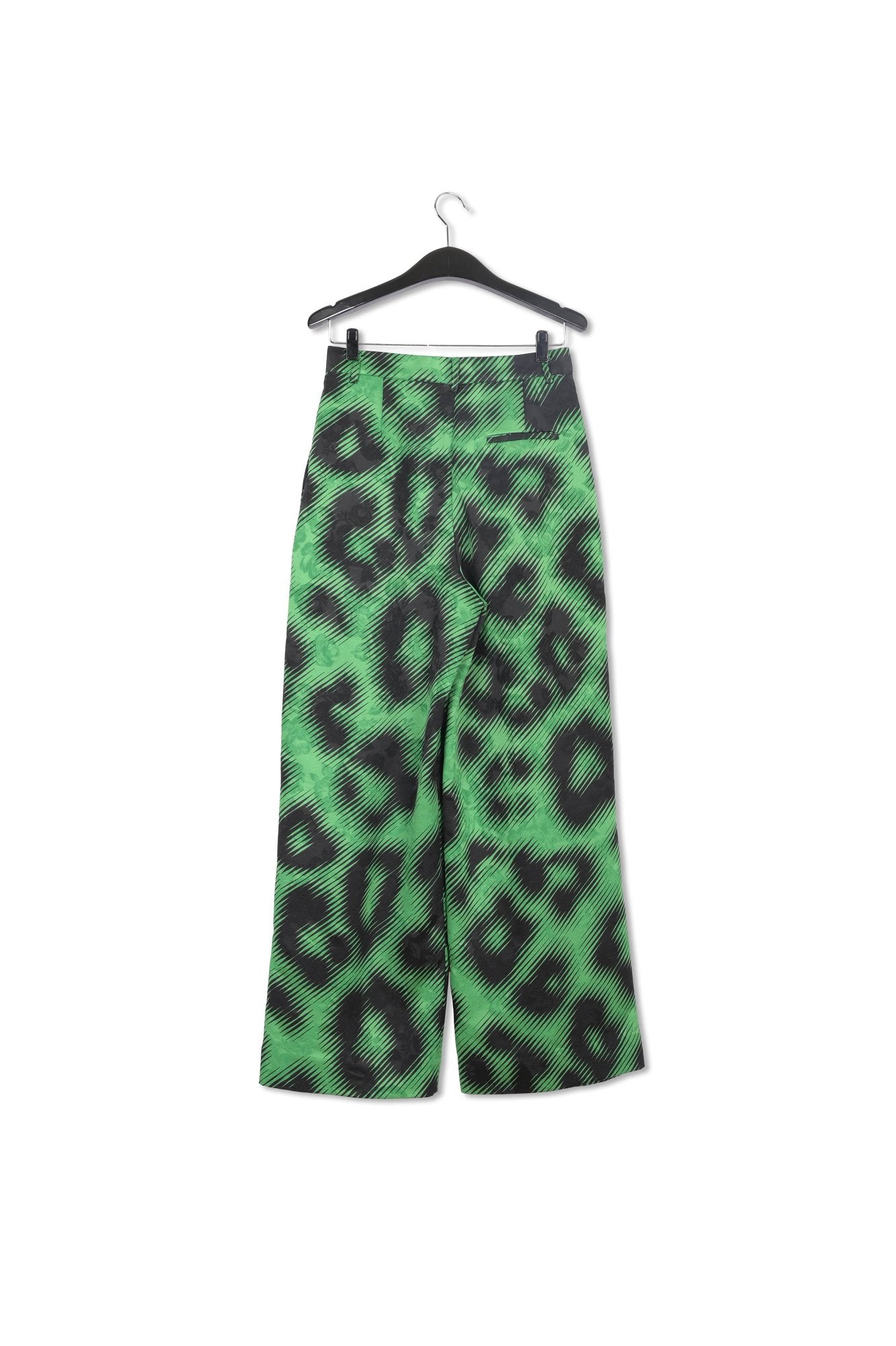 Groene jacquard broek met riem en luipaardprint RE—SSENTIEL | Essentiel second hand
