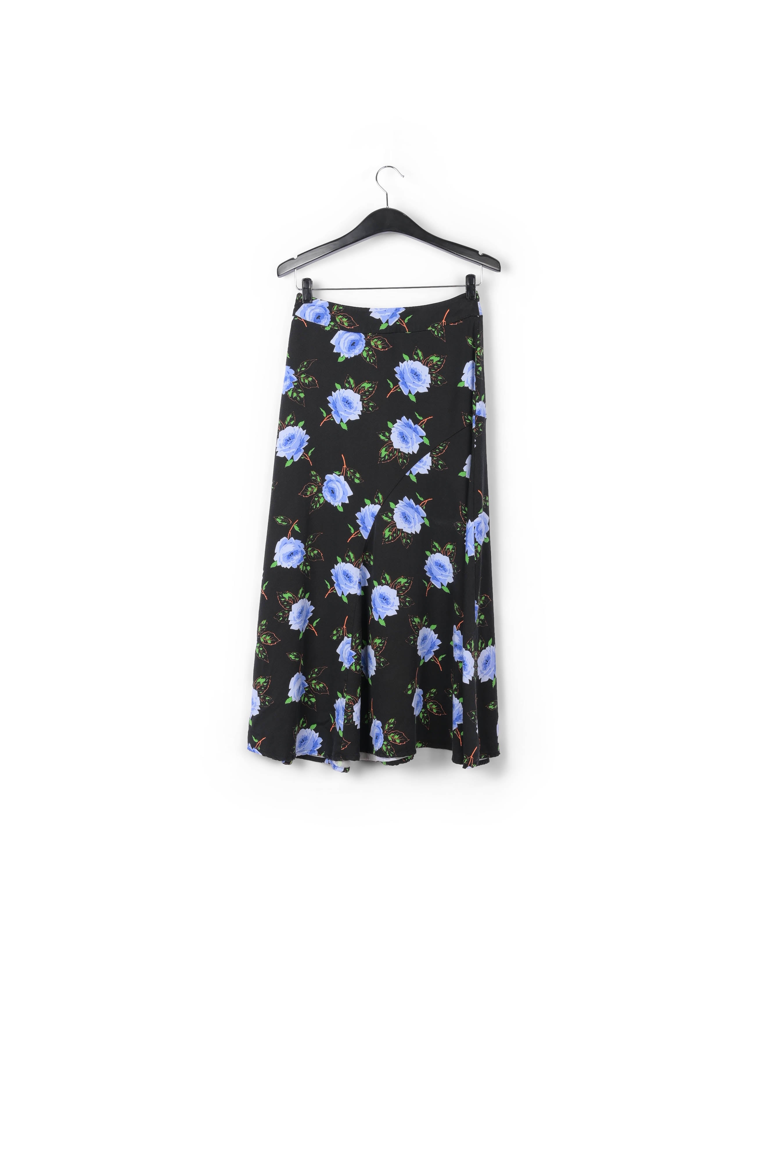 Schuin gesneden midirok met donkere bloemenprint RE—SSENTIEL | Essentiel second hand