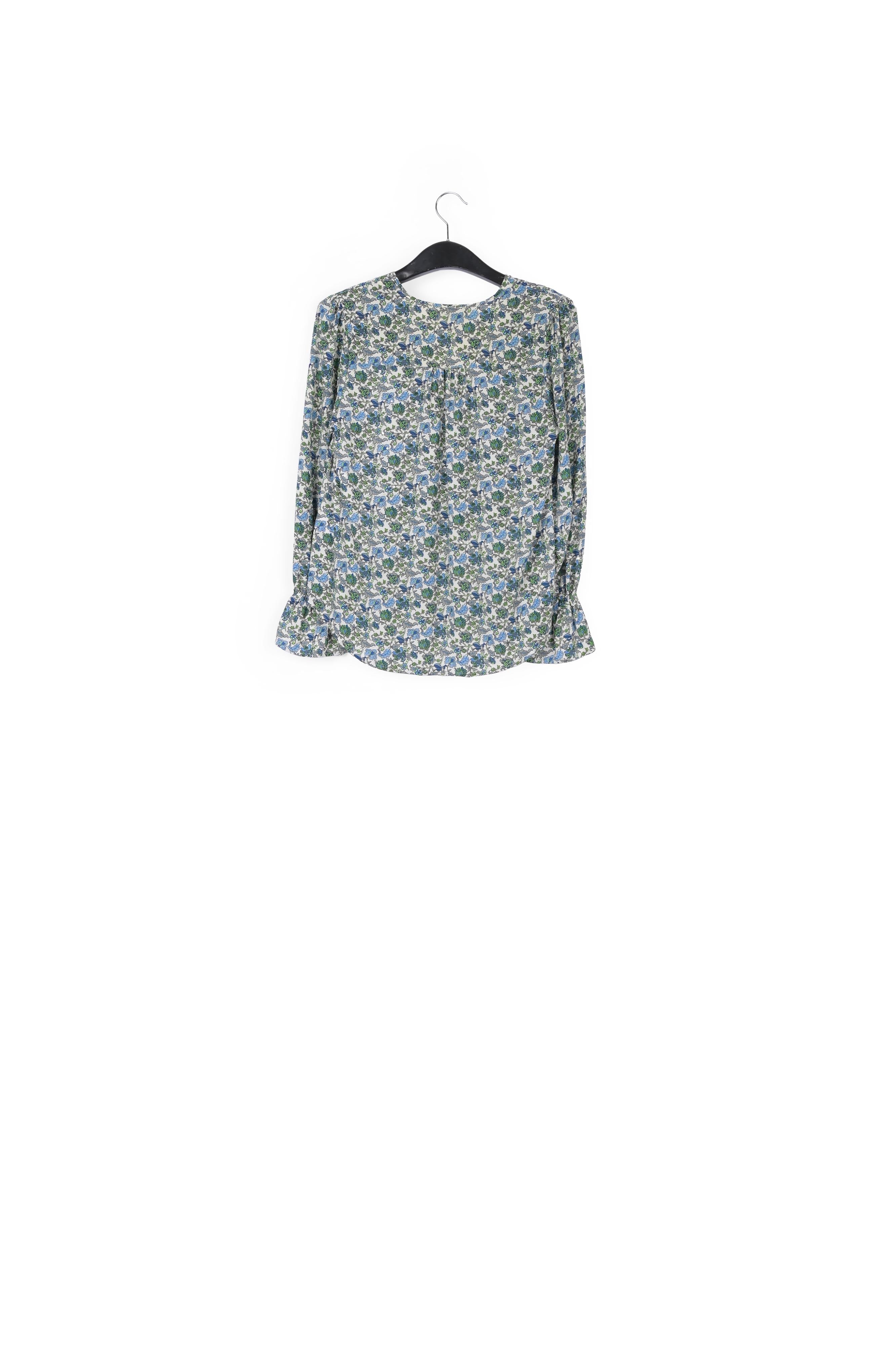 White top with blue floral print and rhinestones RE—SSENTIEL | Essentiel second hand