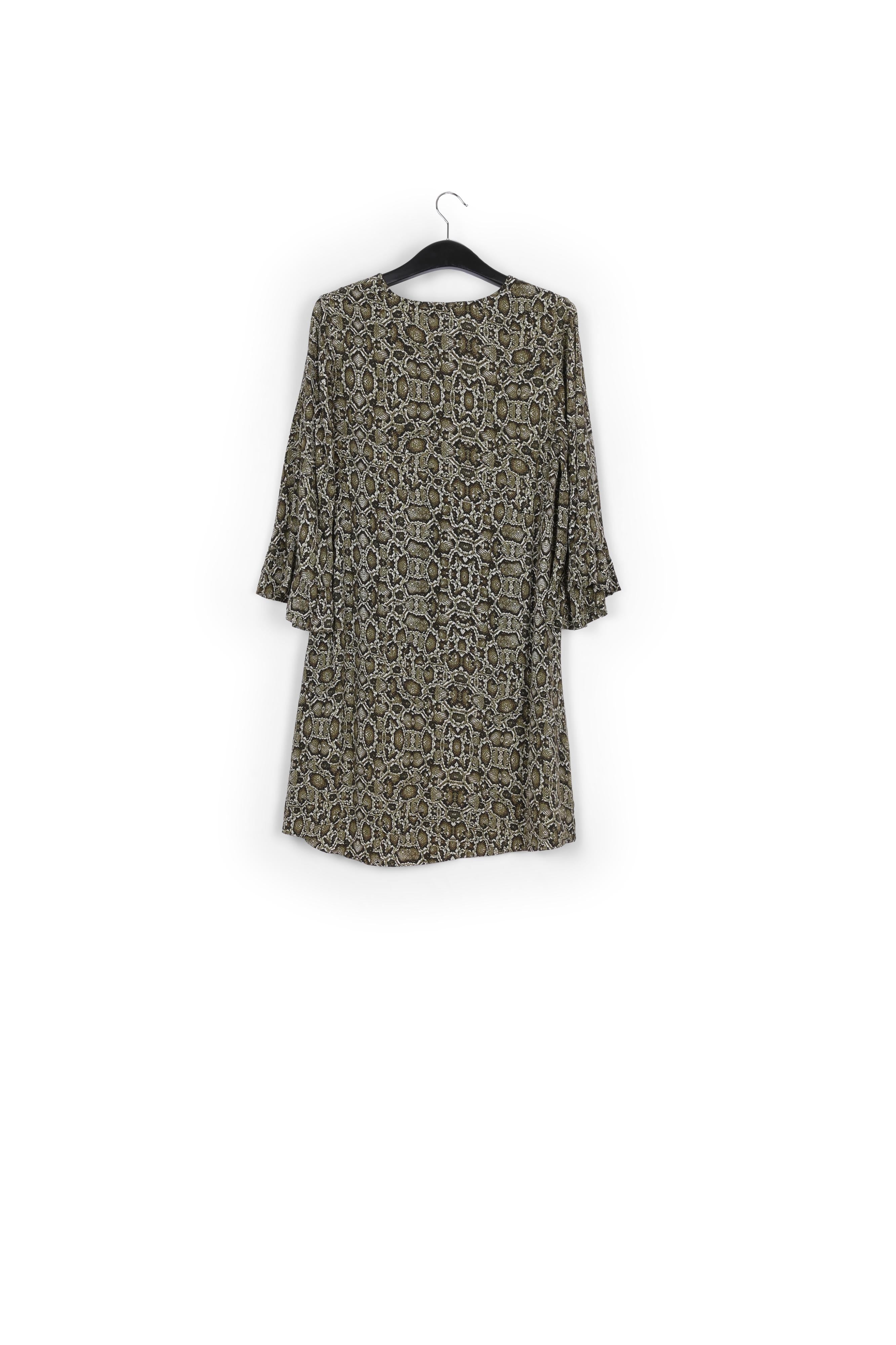 Kakigroene mini-jurk met slangenprint RE—SSENTIEL | Essentiel second hand