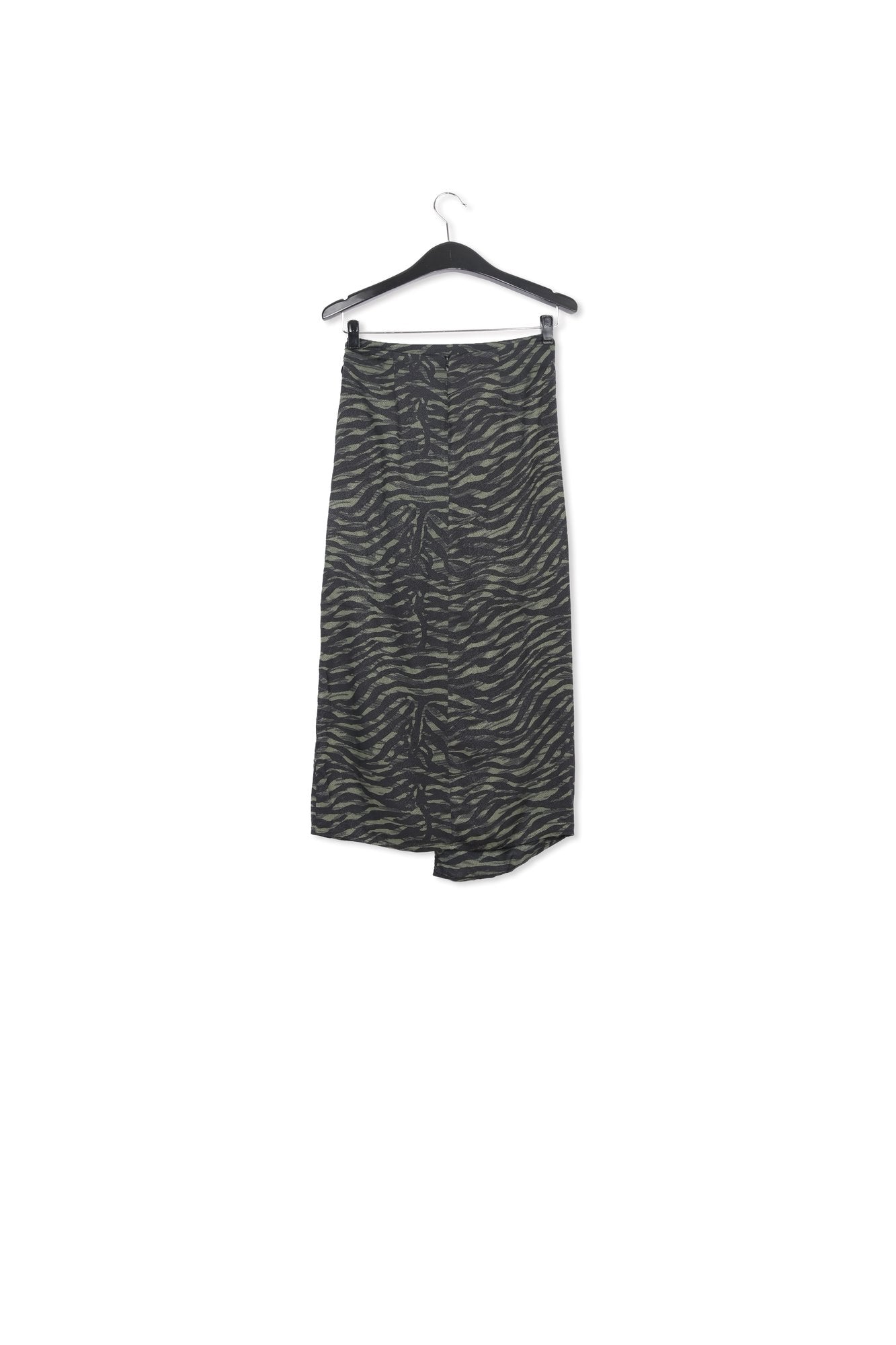 Khaki and black wrap effect long pencil skirt RE—SSENTIEL | Essentiel second hand