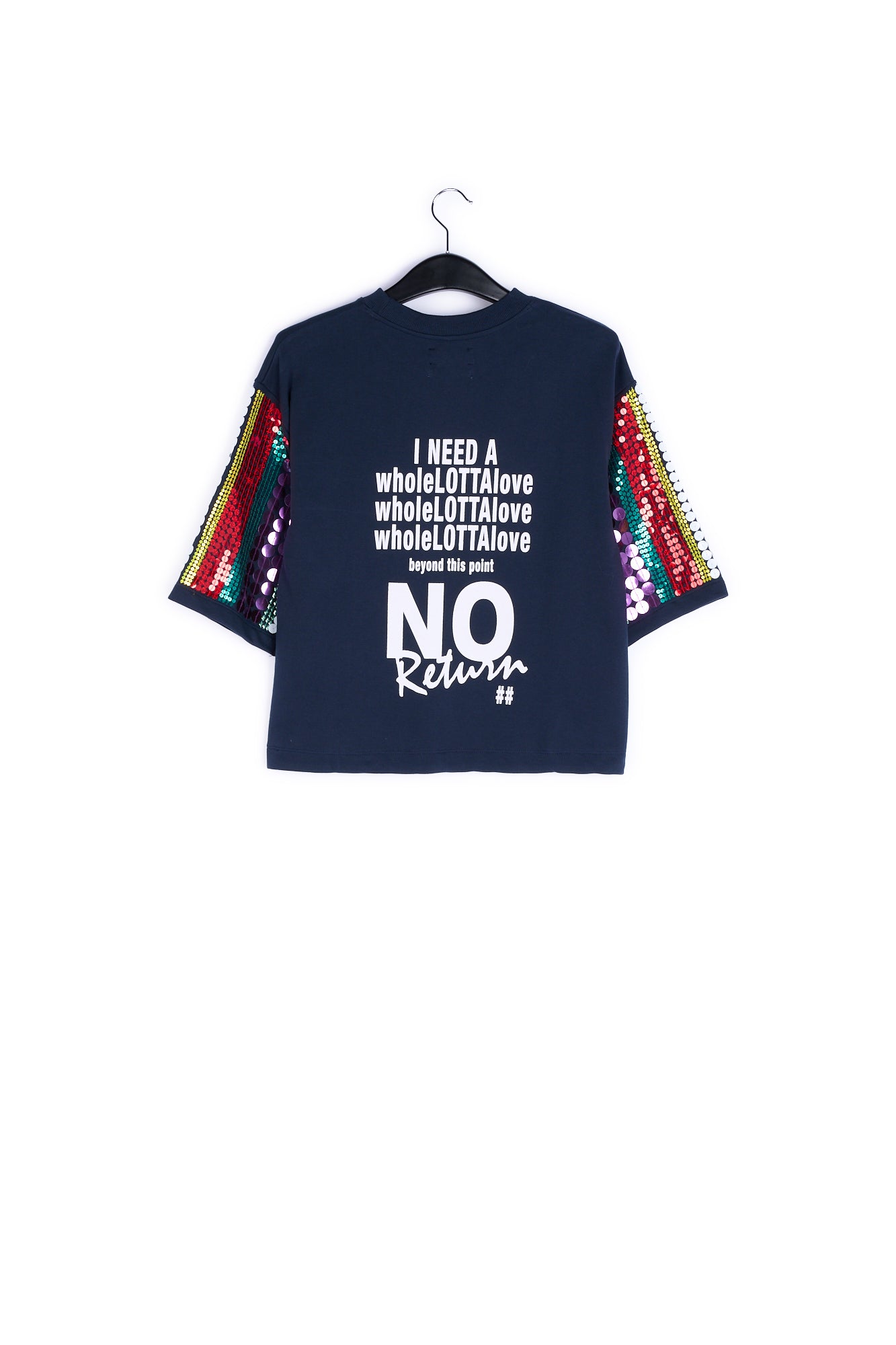 Dark blue organic cotton sweatshirt with sequins RE—SSENTIEL | Essentiel second hand