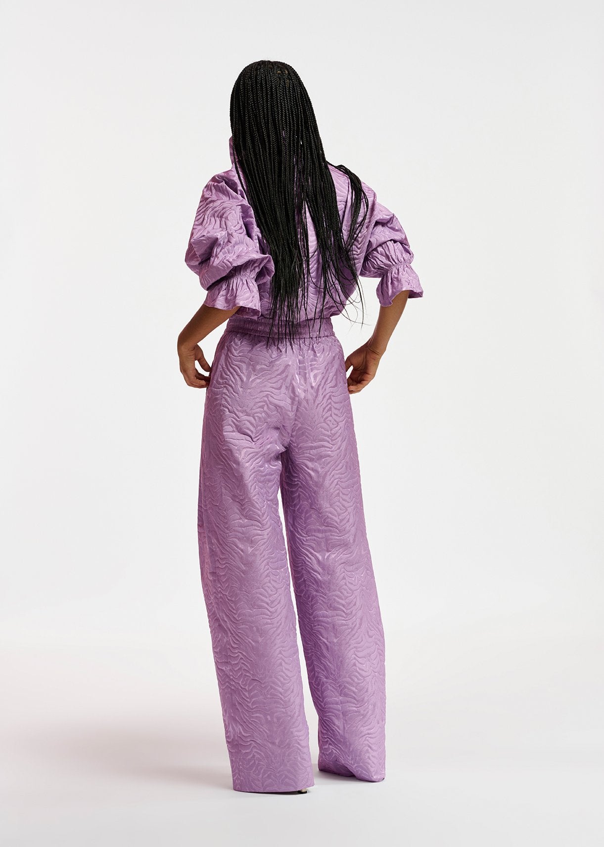 Lilac zebra jacquard wide-leg pants RE—SSENTIEL | Essentiel second hand