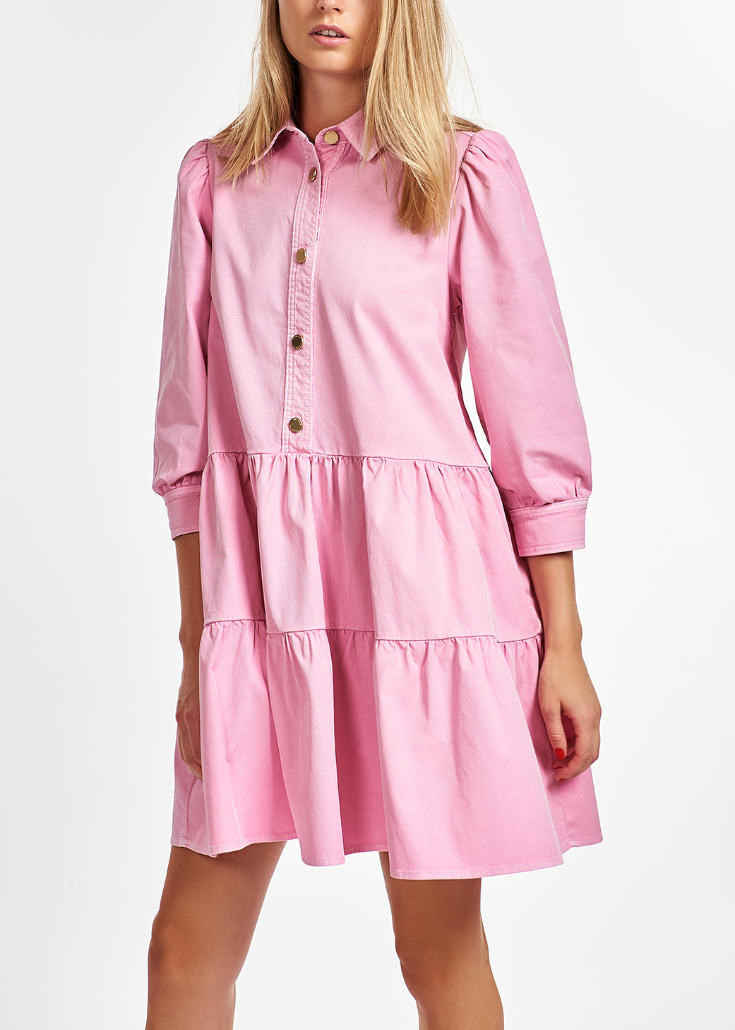 Pink denim A-line mini dress RE—SSENTIEL | Essentiel second hand