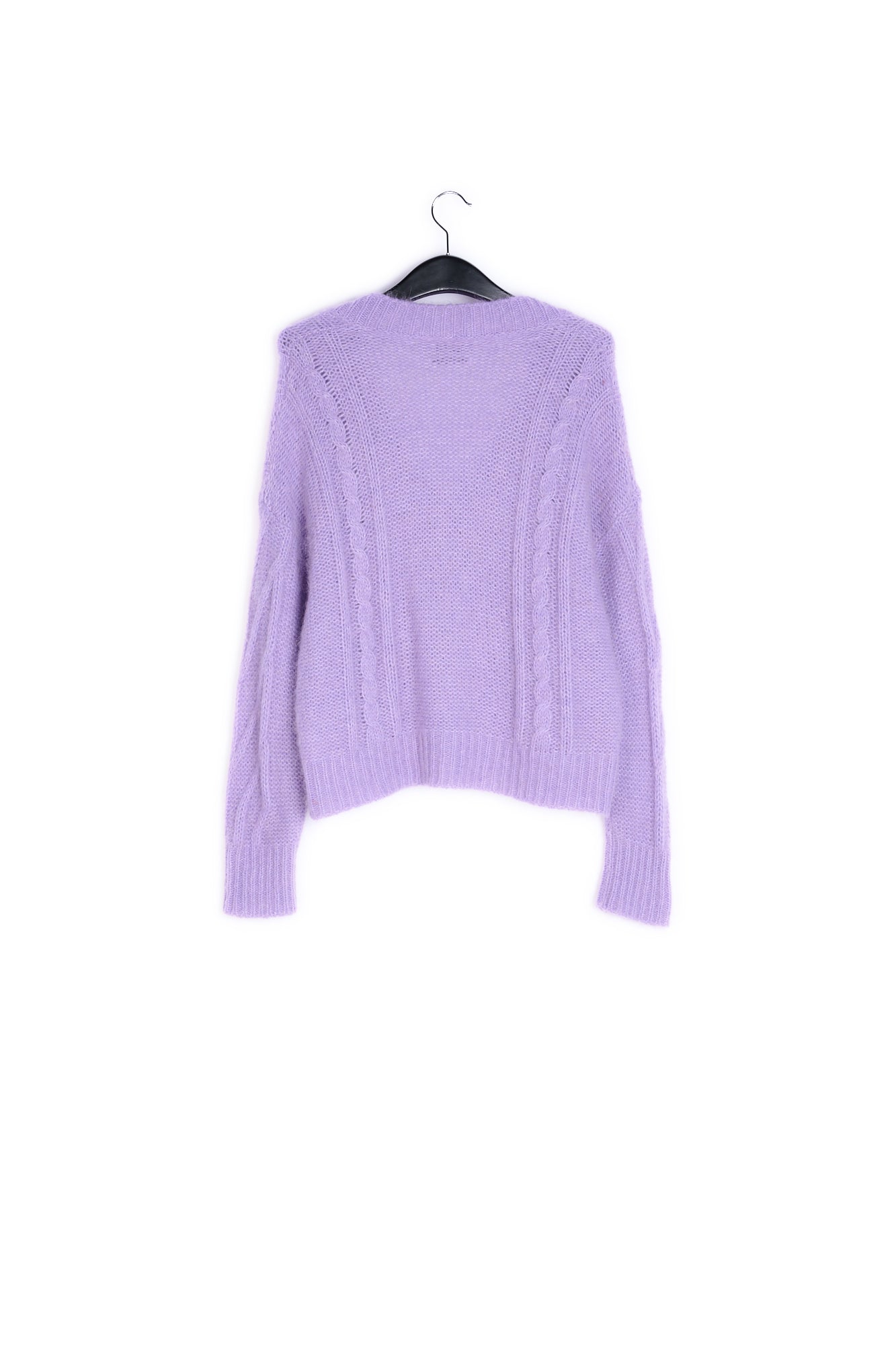 Lilac cable-knit V-neck sweater RE—SSENTIEL | Essentiel second hand
