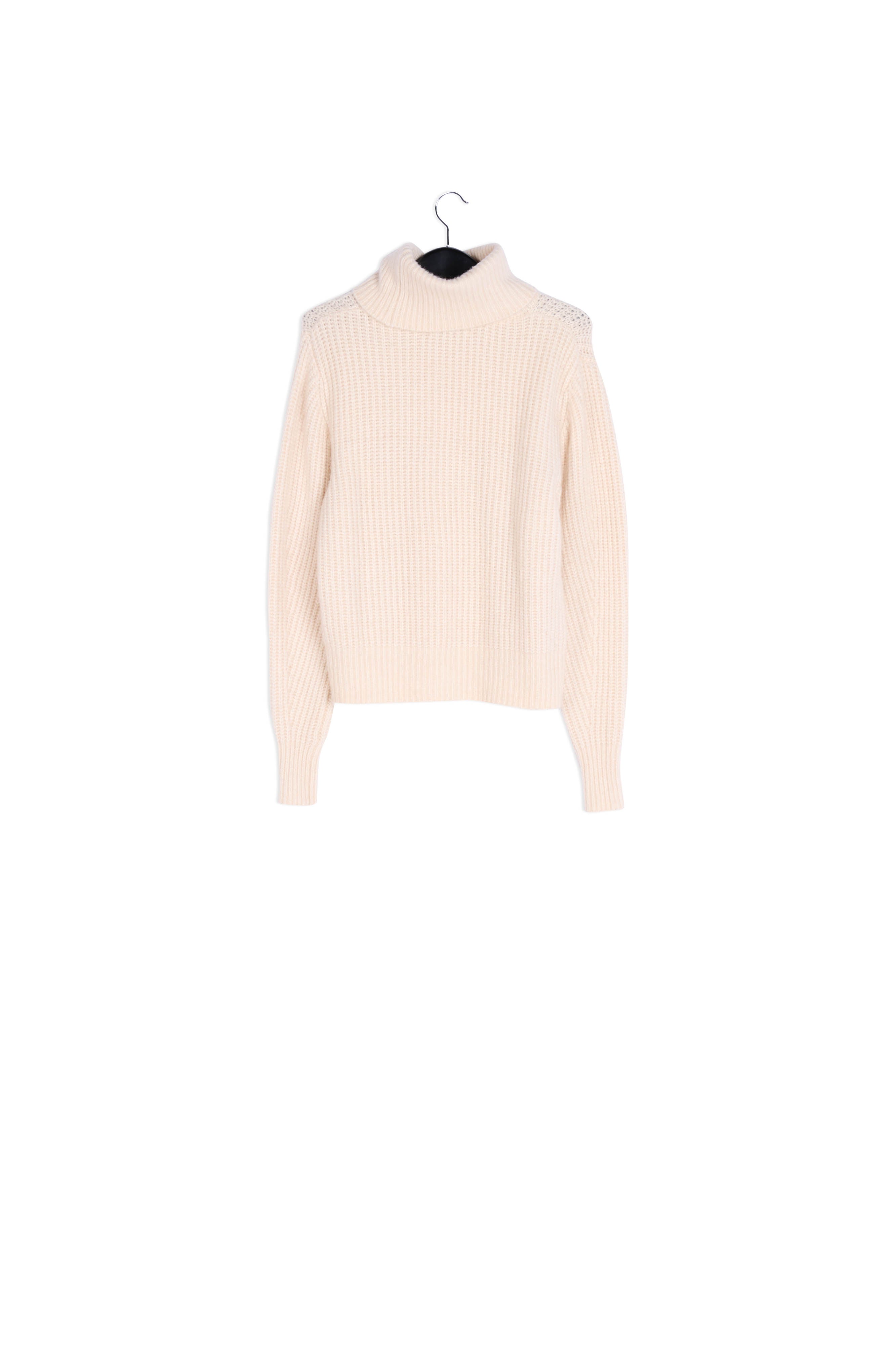 Pull beige à col roulé en maille côtelée RE—SSENTIEL | Essentiel second hand