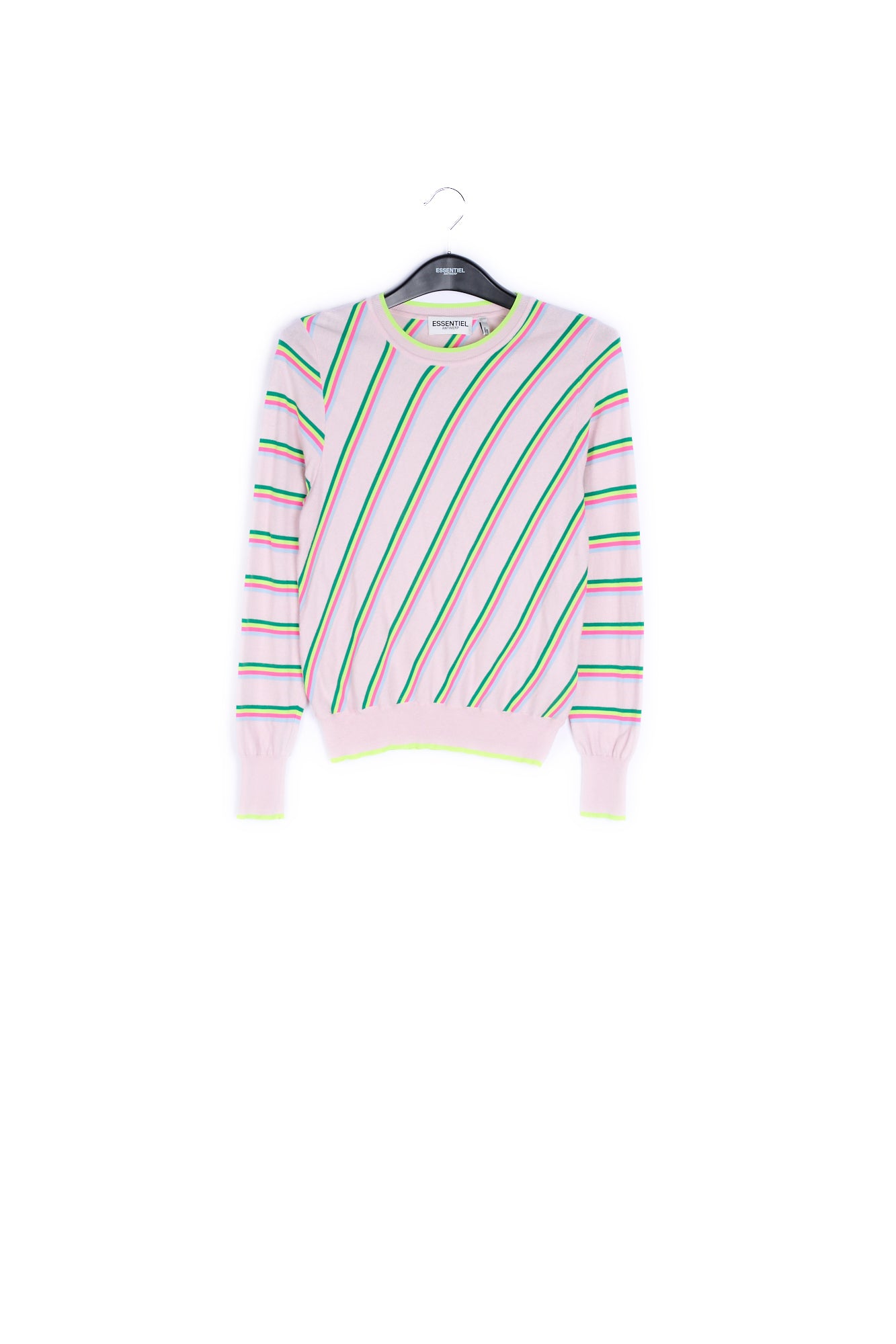 Light pink sweater with neon stripes RE—SSENTIEL | Essentiel second hand