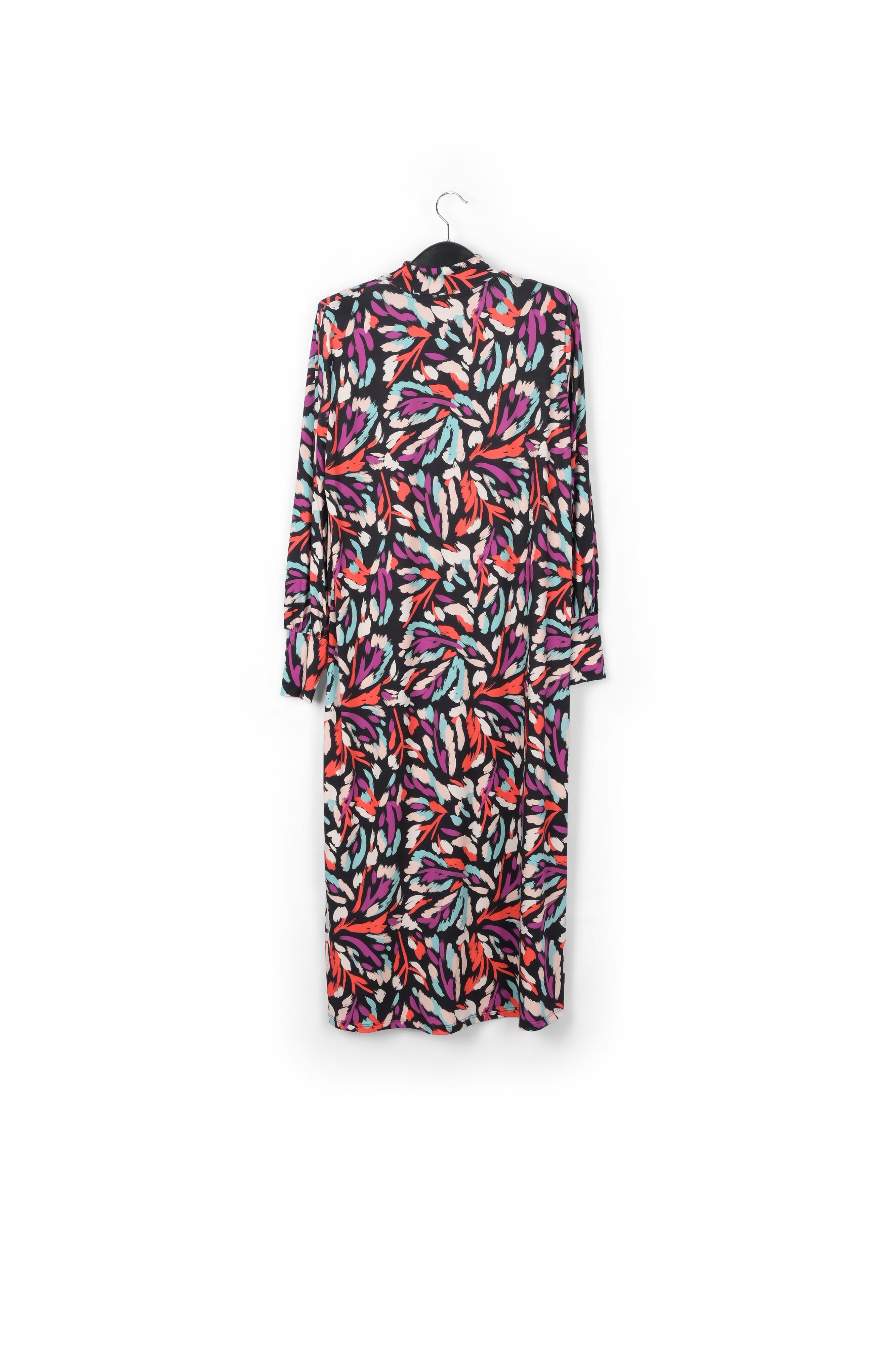 Robe midi en jersey noire, jaune et lilas RE—SSENTIEL | Essentiel second hand