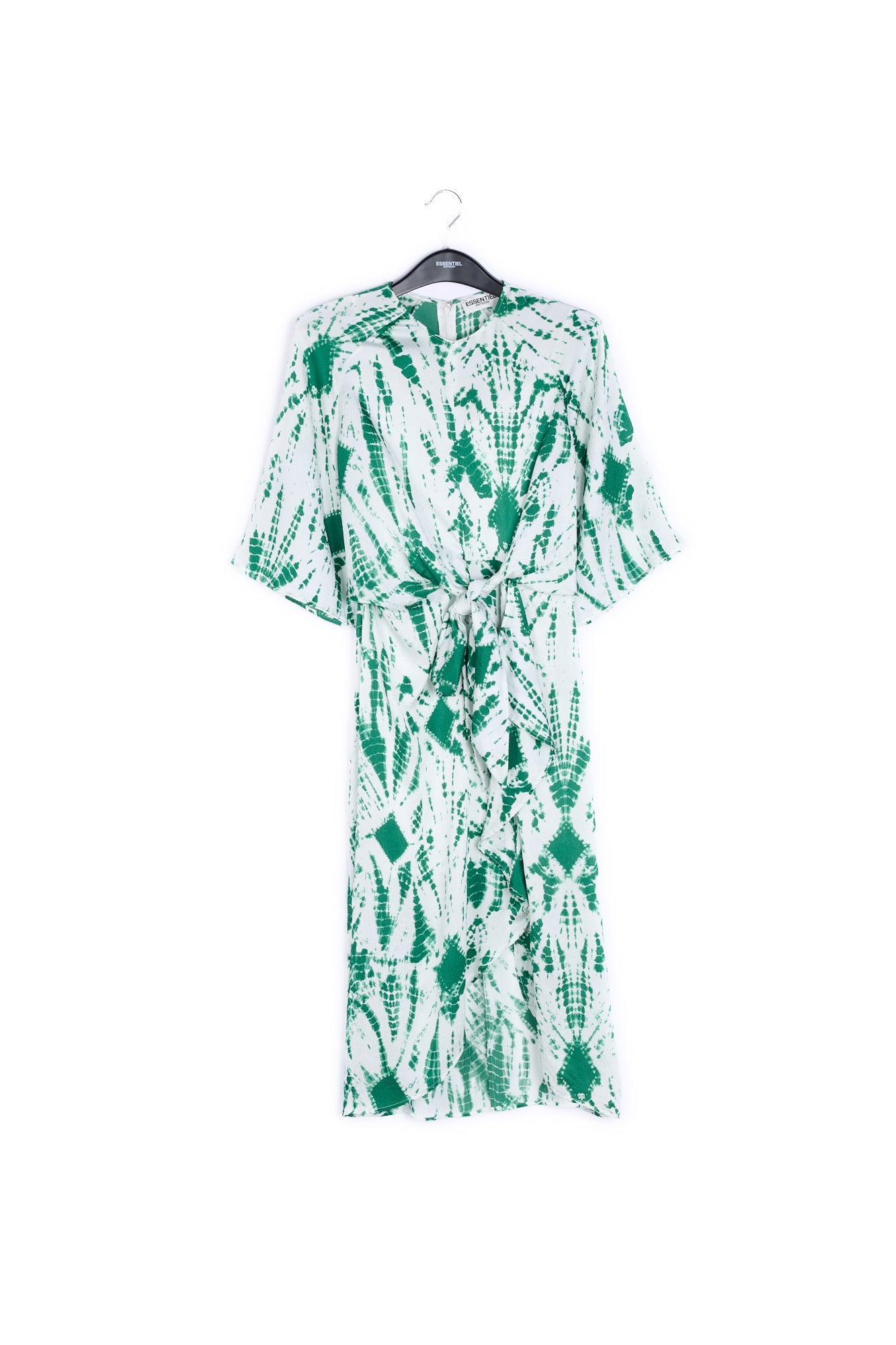 Robe midi en soie tie-dye blanc cassé et vert RE—SSENTIEL | Essentiel second hand